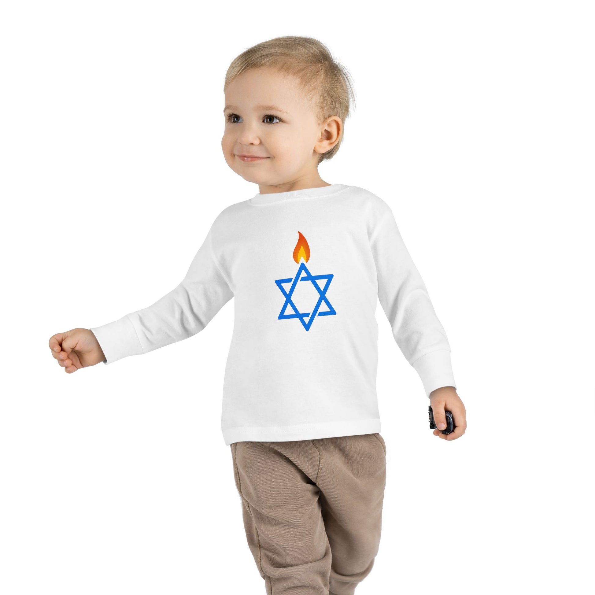 Fire Stars Of David Toddler Long Sleeve Tee - American Zionist