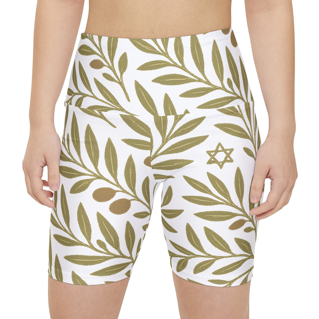Olive Bloom Women's Workout Shorts (AOP) - American Zionist