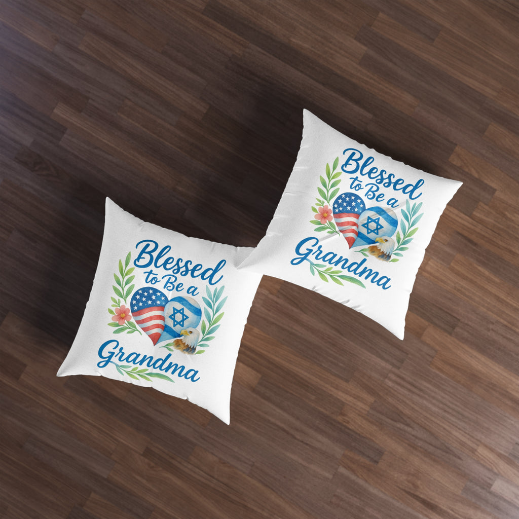 Blessed To Be A Grandma Tufted Floor Pillow, Square - American Zionist