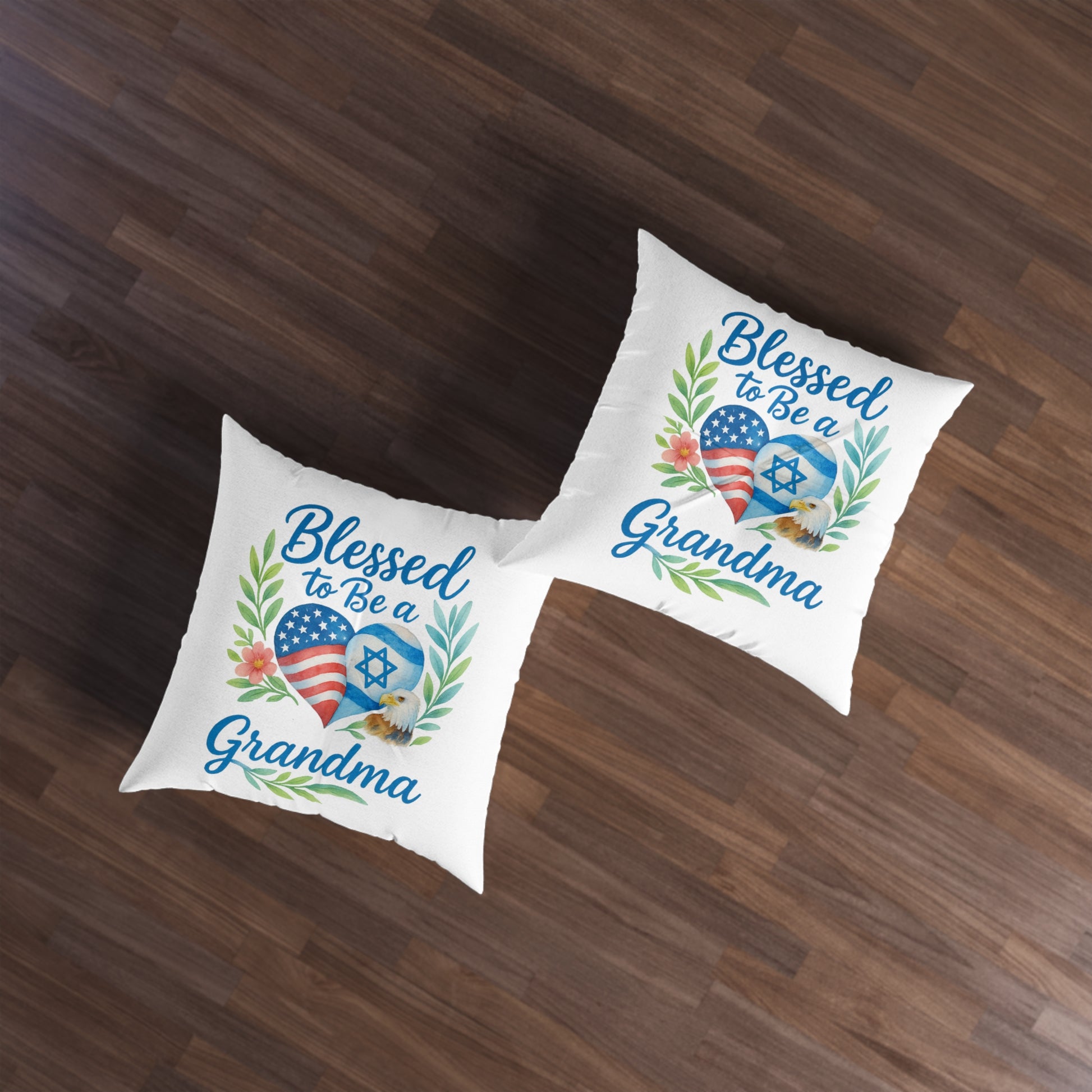 Blessed To Be A Grandma Tufted Floor Pillow, Square - American Zionist