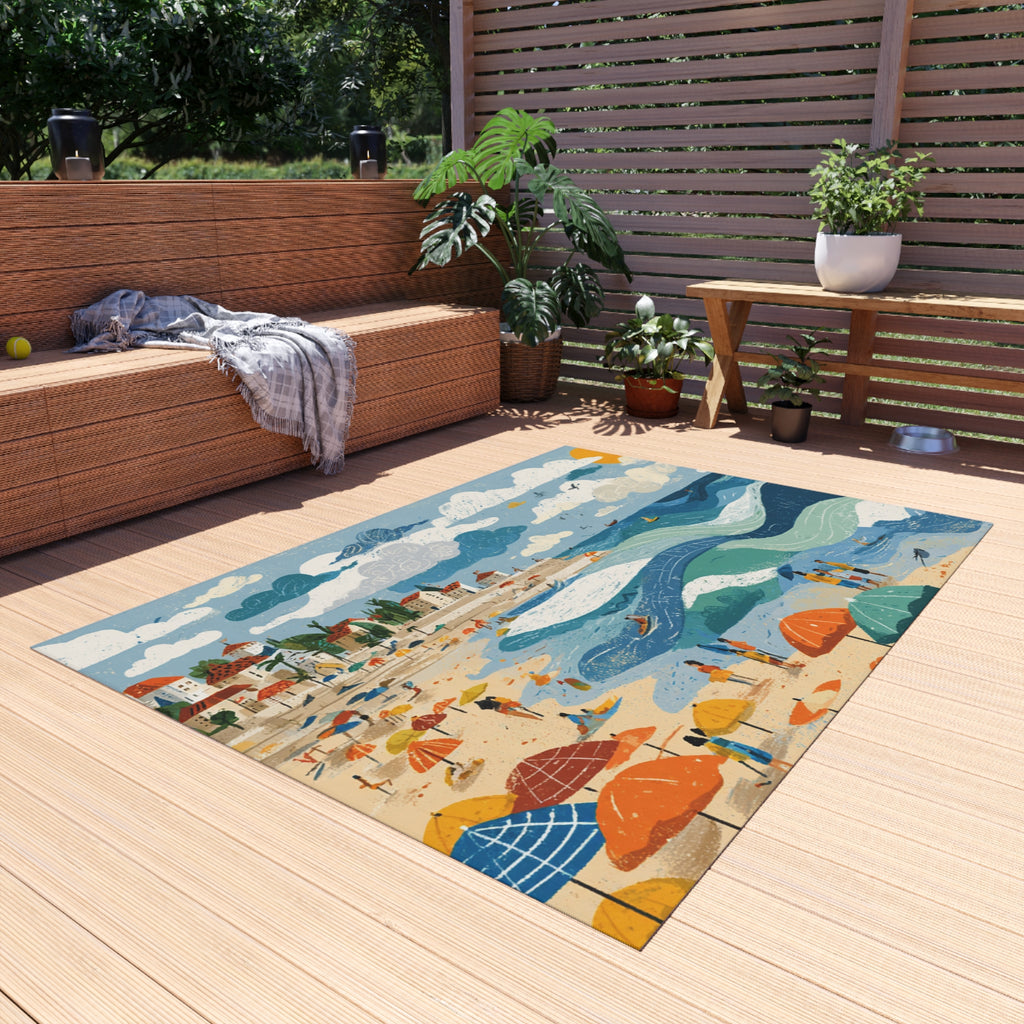 Tel Aviv Beach Outdoor Rug - American Zionist