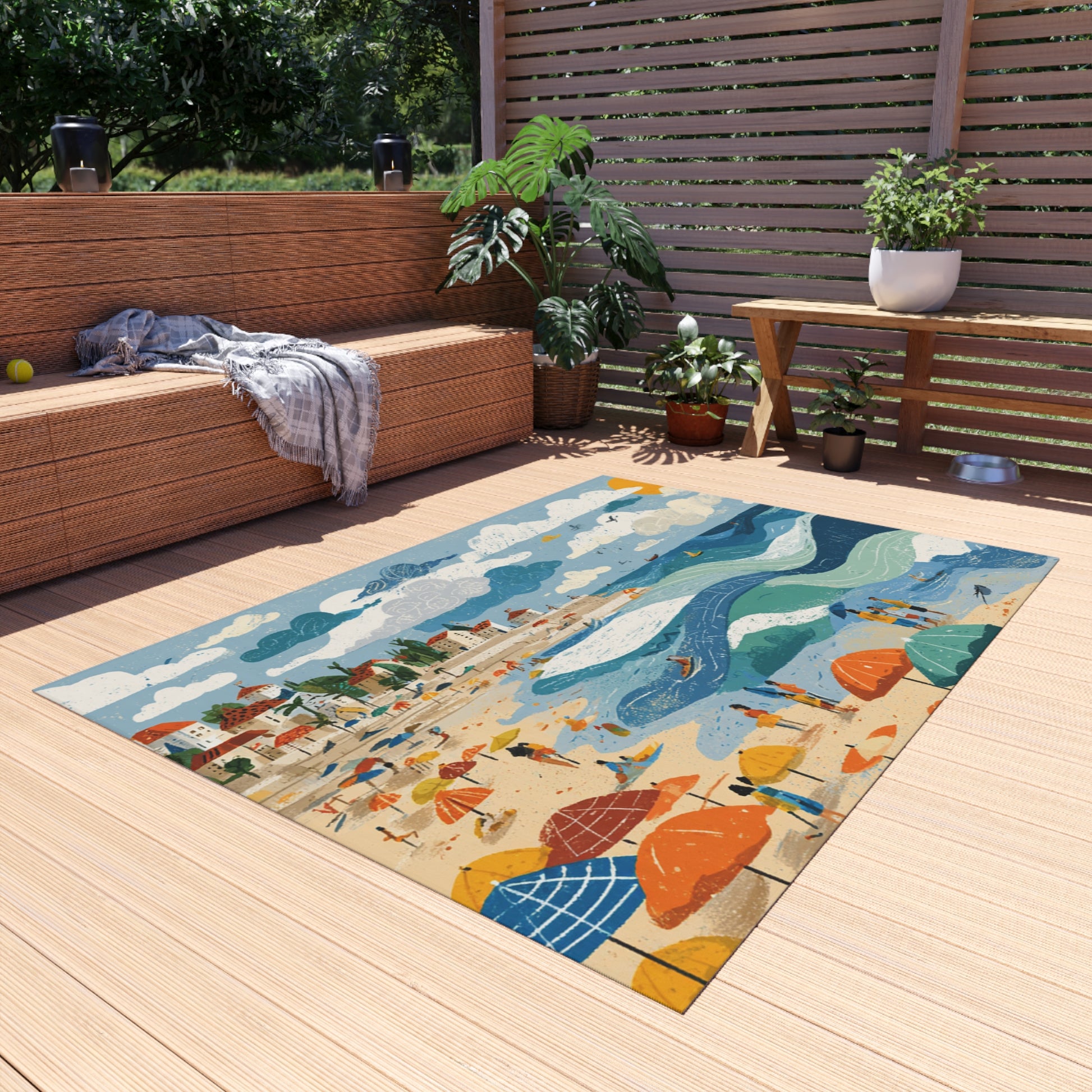 Tel Aviv Beach Outdoor Rug - American Zionist