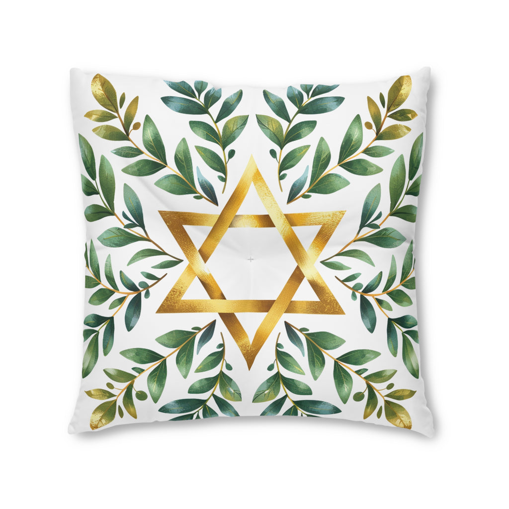 Wreath Star Of David Tufted Floor Pillow, Square - American Zionist