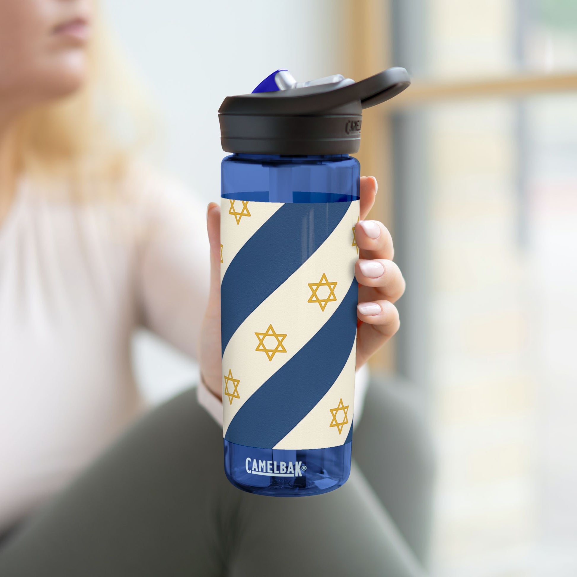 Israel Regalia Stripe Water Bottle, 20oz\25oz - American Zionist