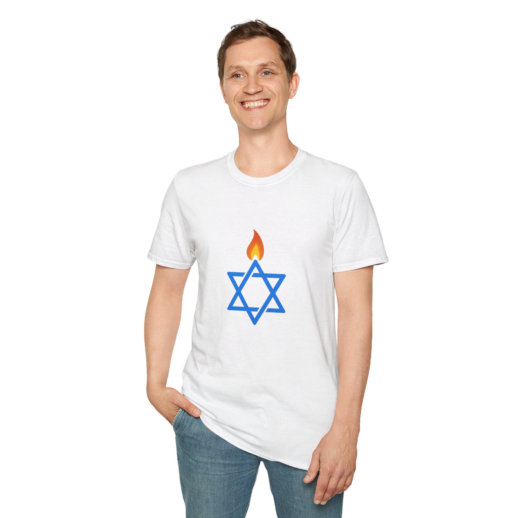 Fire Stars Of David Unisex Softstyle T-Shirt - American Zionist