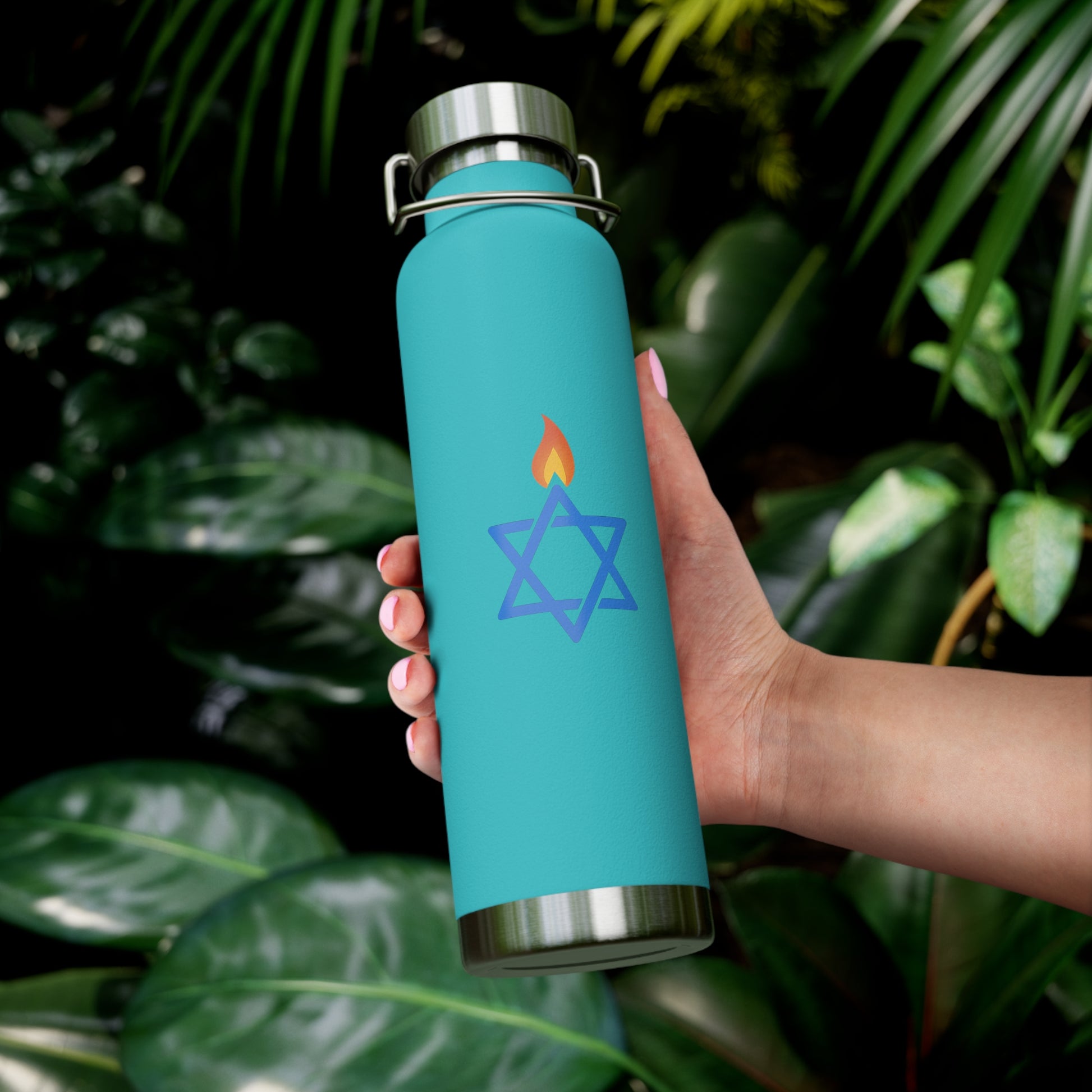 Fire Stars Of David Copper Vacuum Insulated Bottle, 22oz - American Zionist