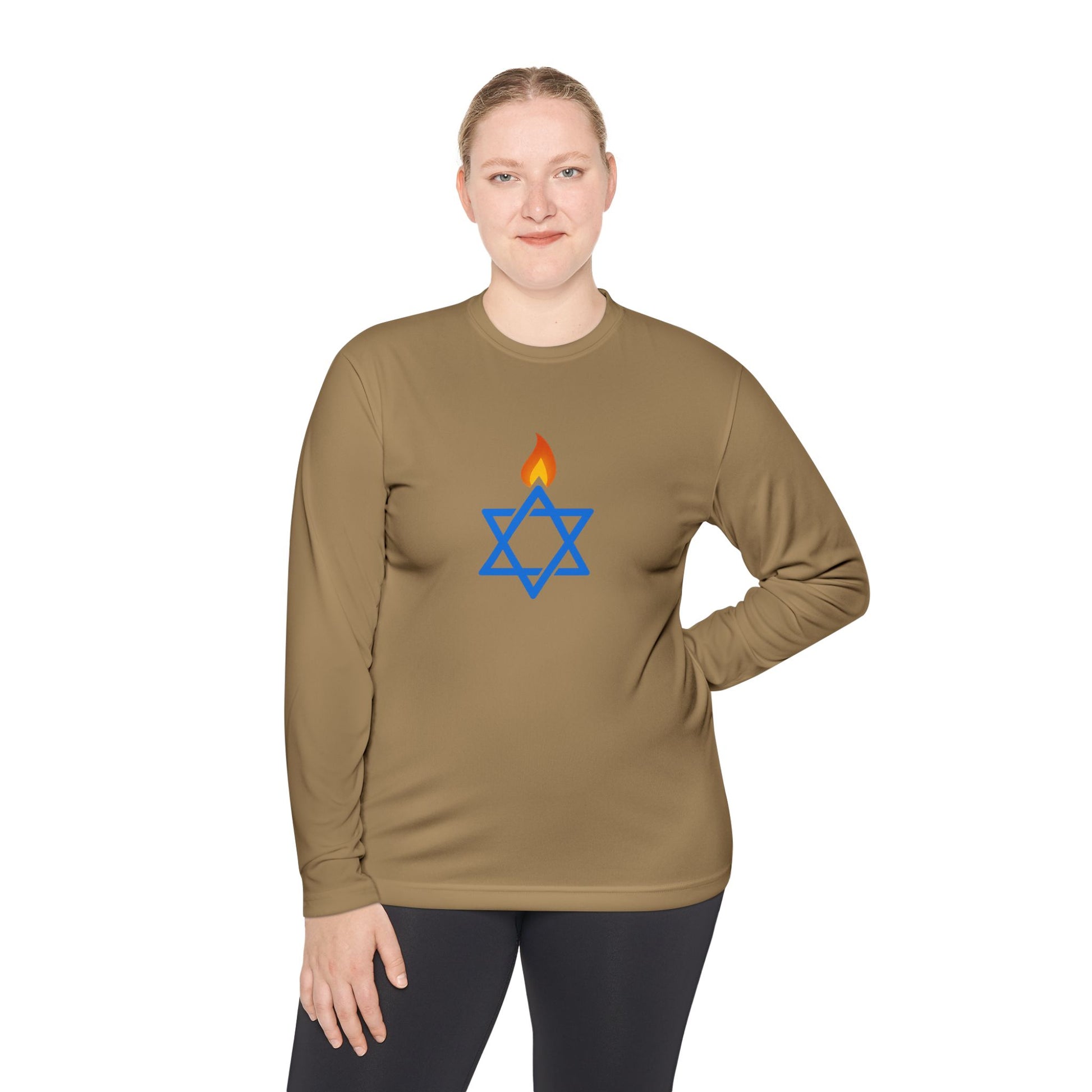 Fire Stars Of David Unisex Lightweight Long Sleeve Tee - American Zionist