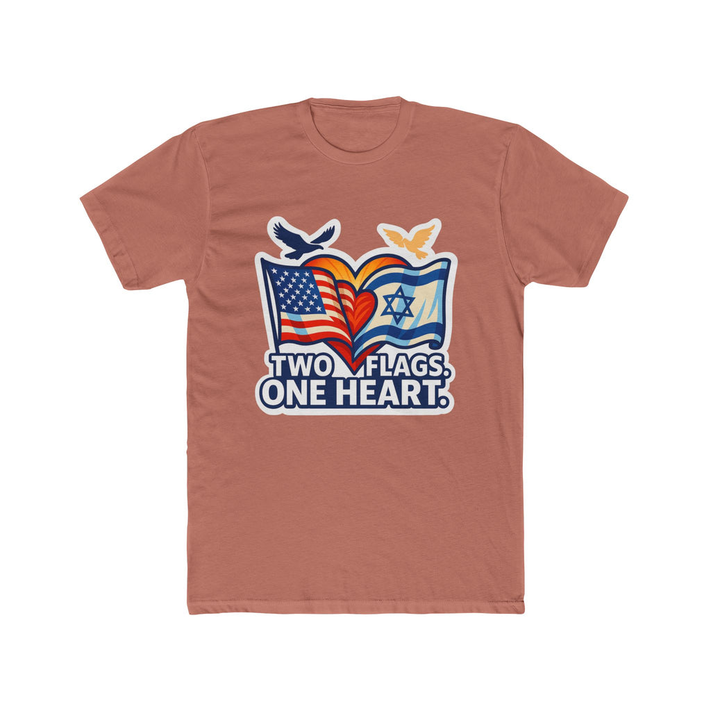 Two Flags. One Heart Unisex Cotton Crew Tee - American Zionist