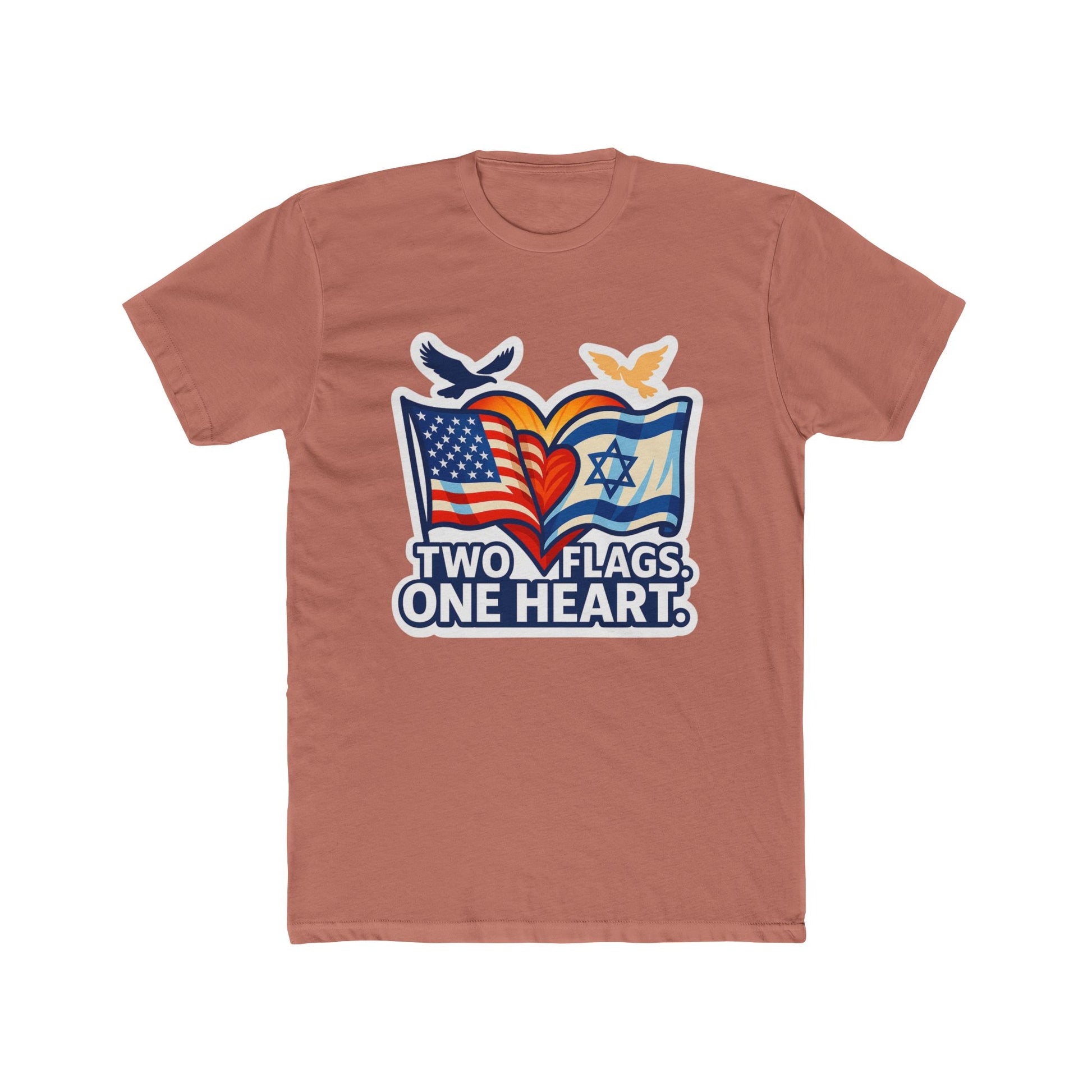 Two Flags. One Heart Unisex Cotton Crew Tee - American Zionist