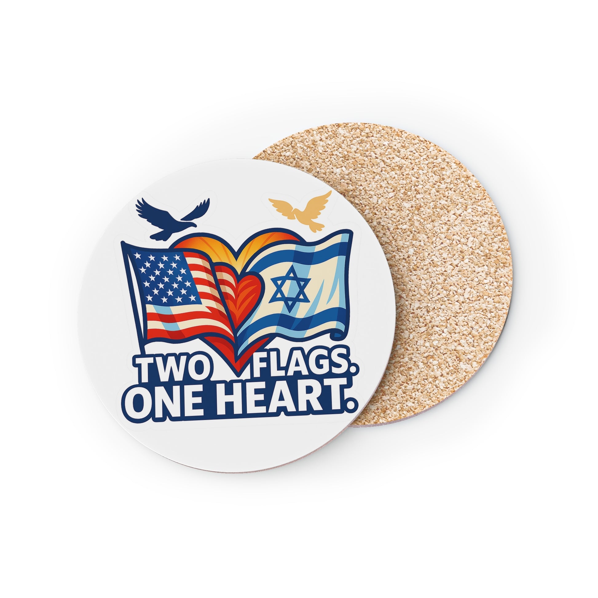 Two Flags. One Heart Coasters - American Zionist