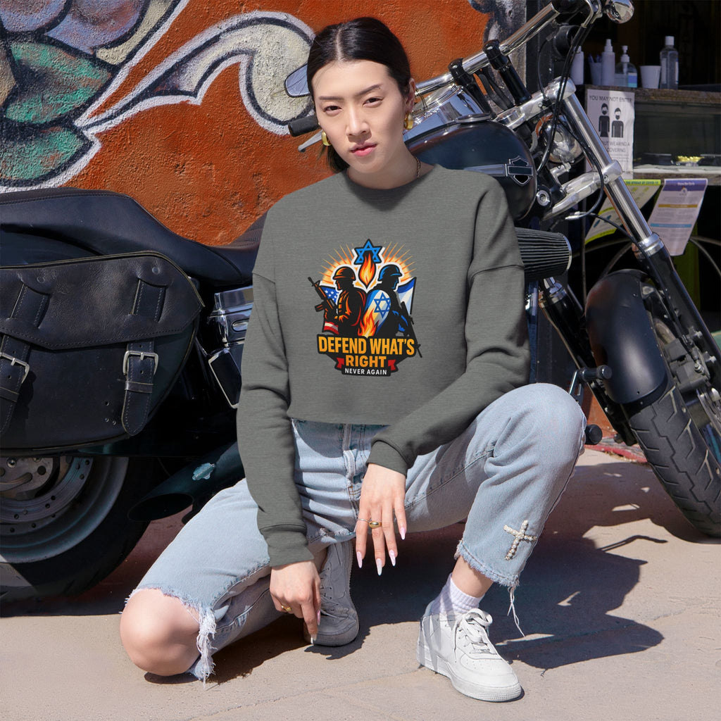 Defend Whats Right Women's Cropped Sweatshirt - American Zionist