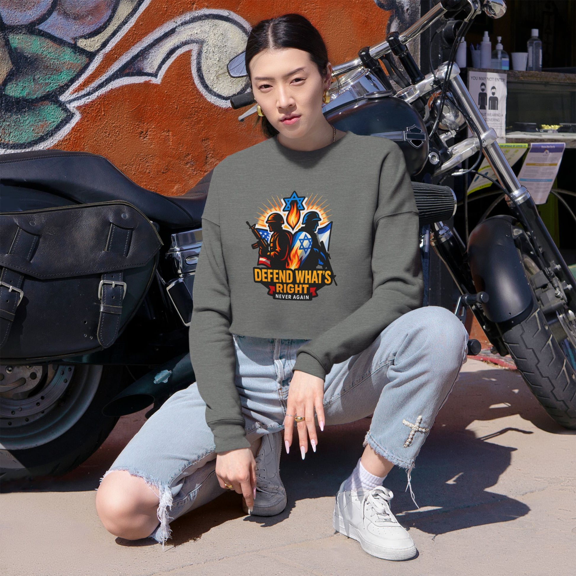 Defend Whats Right Women's Cropped Sweatshirt - American Zionist
