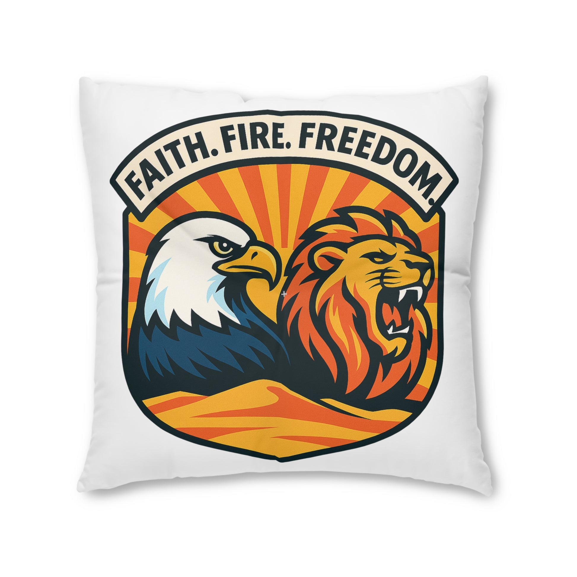 Lions Eagles Rise Tufted Floor Pillow, Square - American Zionist