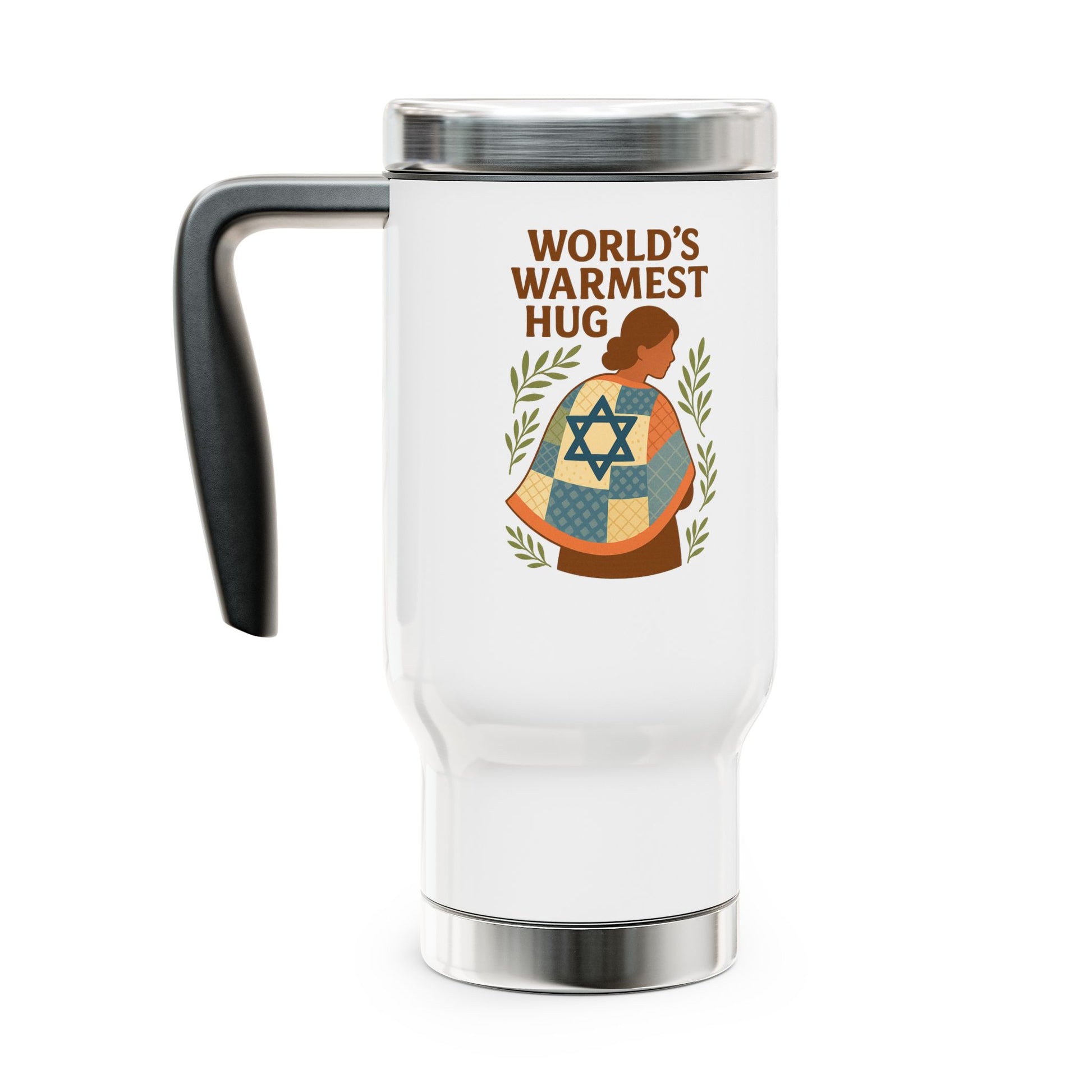 Warmest Hug Stainless Steel Travel Mug with Handle, 14oz - American Zionist