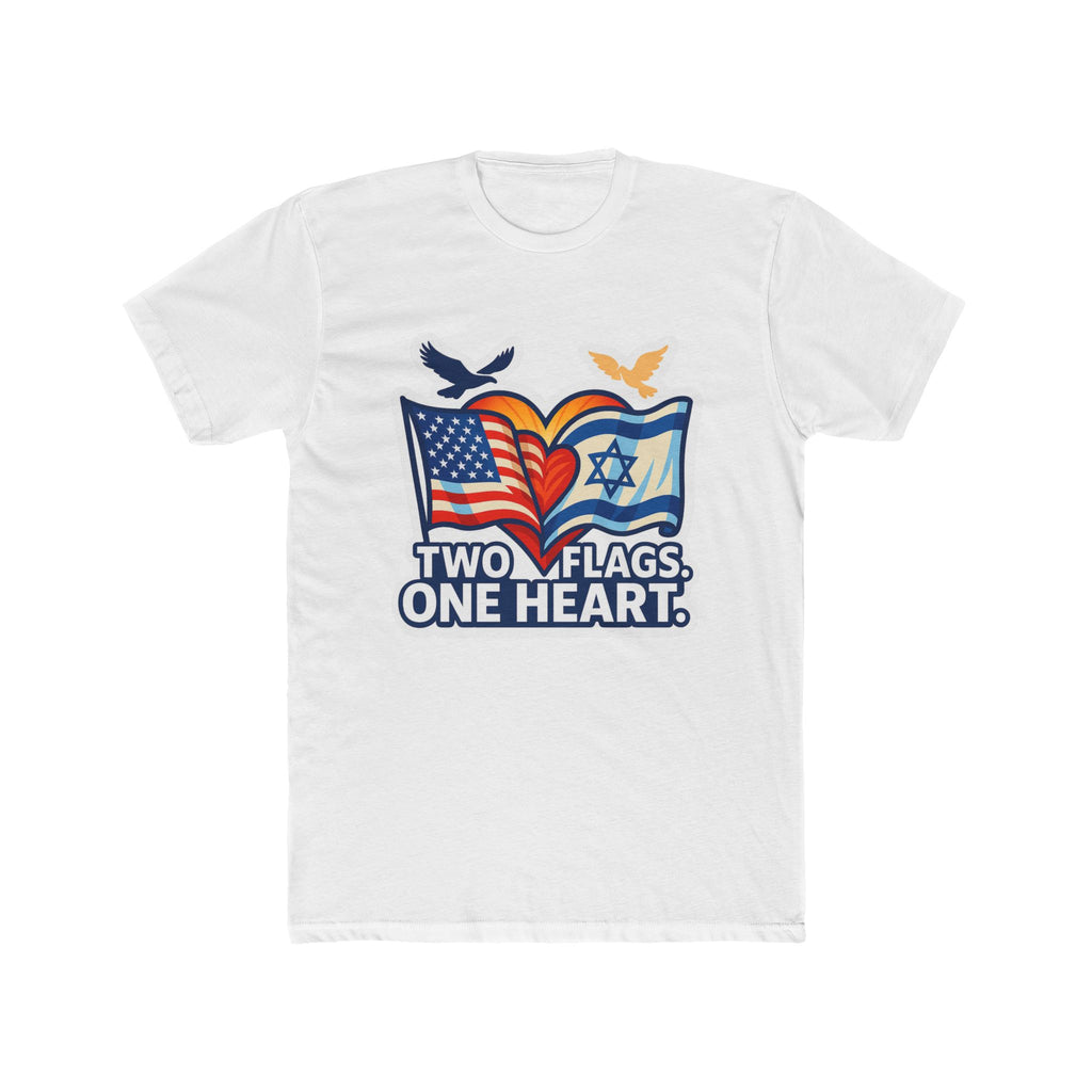 Two Flags. One Heart Unisex Cotton Crew Tee - American Zionist
