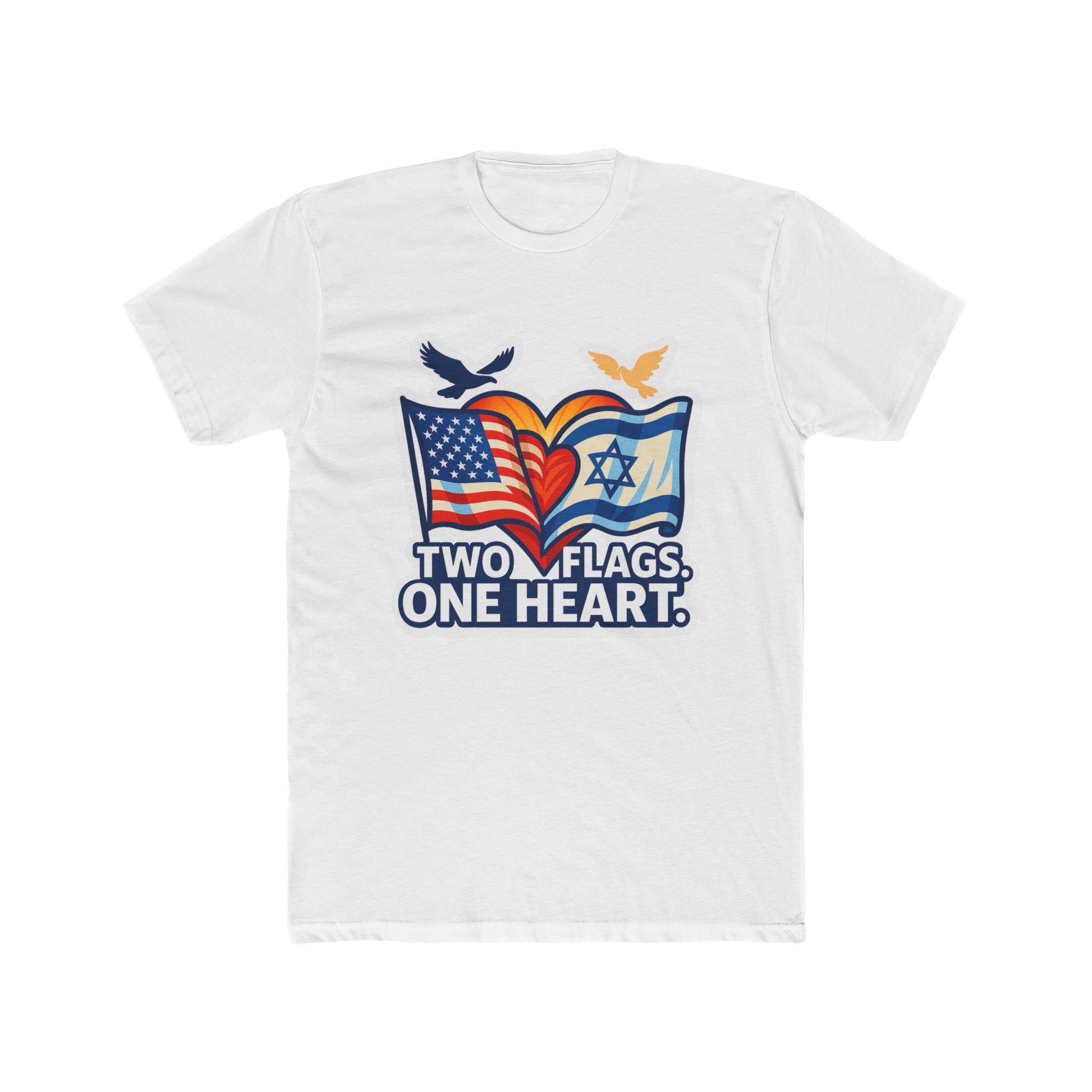 Two Flags. One Heart Unisex Cotton Crew Tee - American Zionist