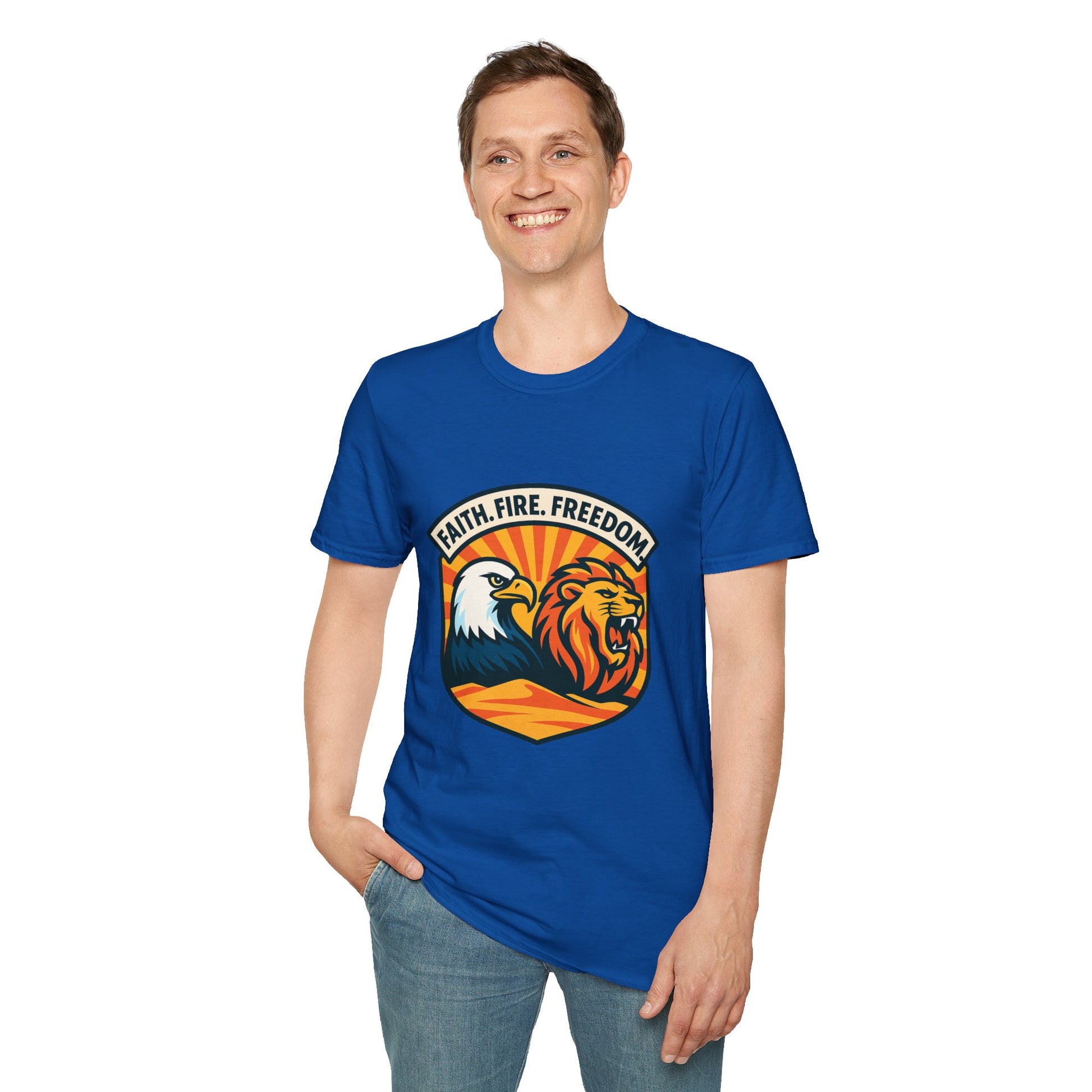 Lions Eagles Rise Unisex Softstyle T-Shirt - American Zionist