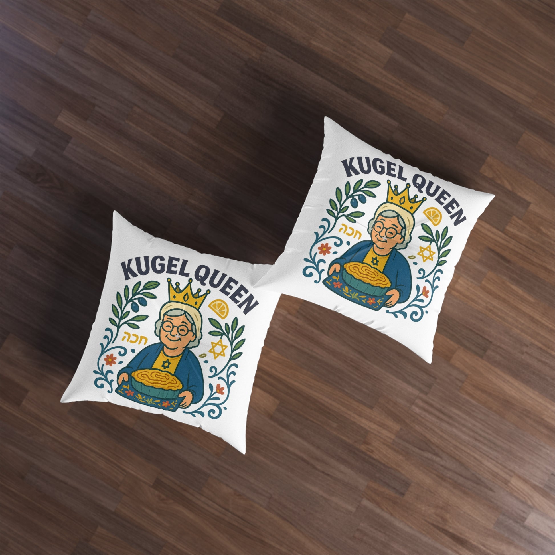 Kugel Queen Tufted Floor Pillow, Square - American Zionist