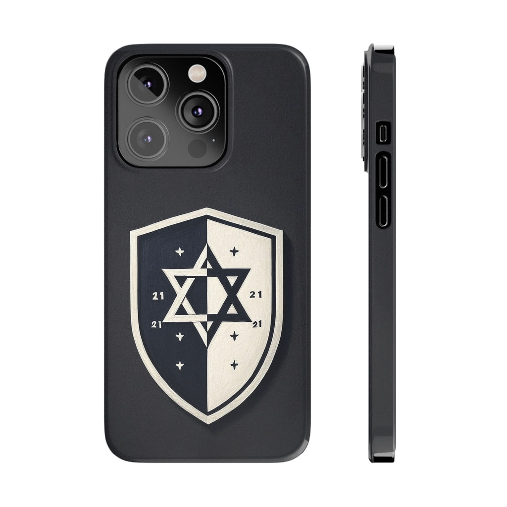 Black and White Shield Slim Phone Cases - American Zionist