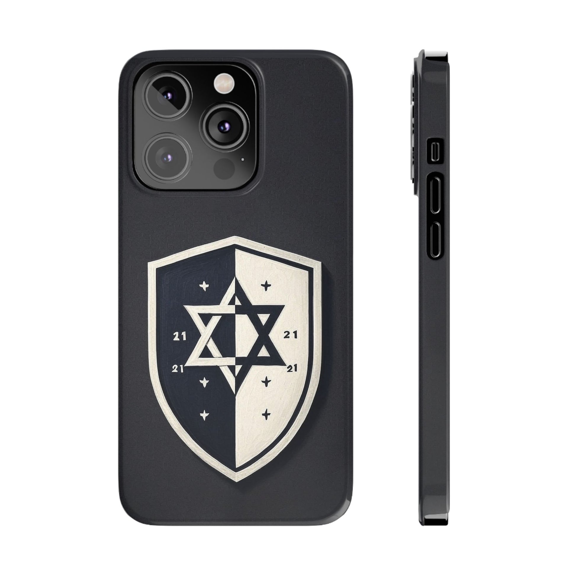 Black and White Shield Slim Phone Cases - American Zionist