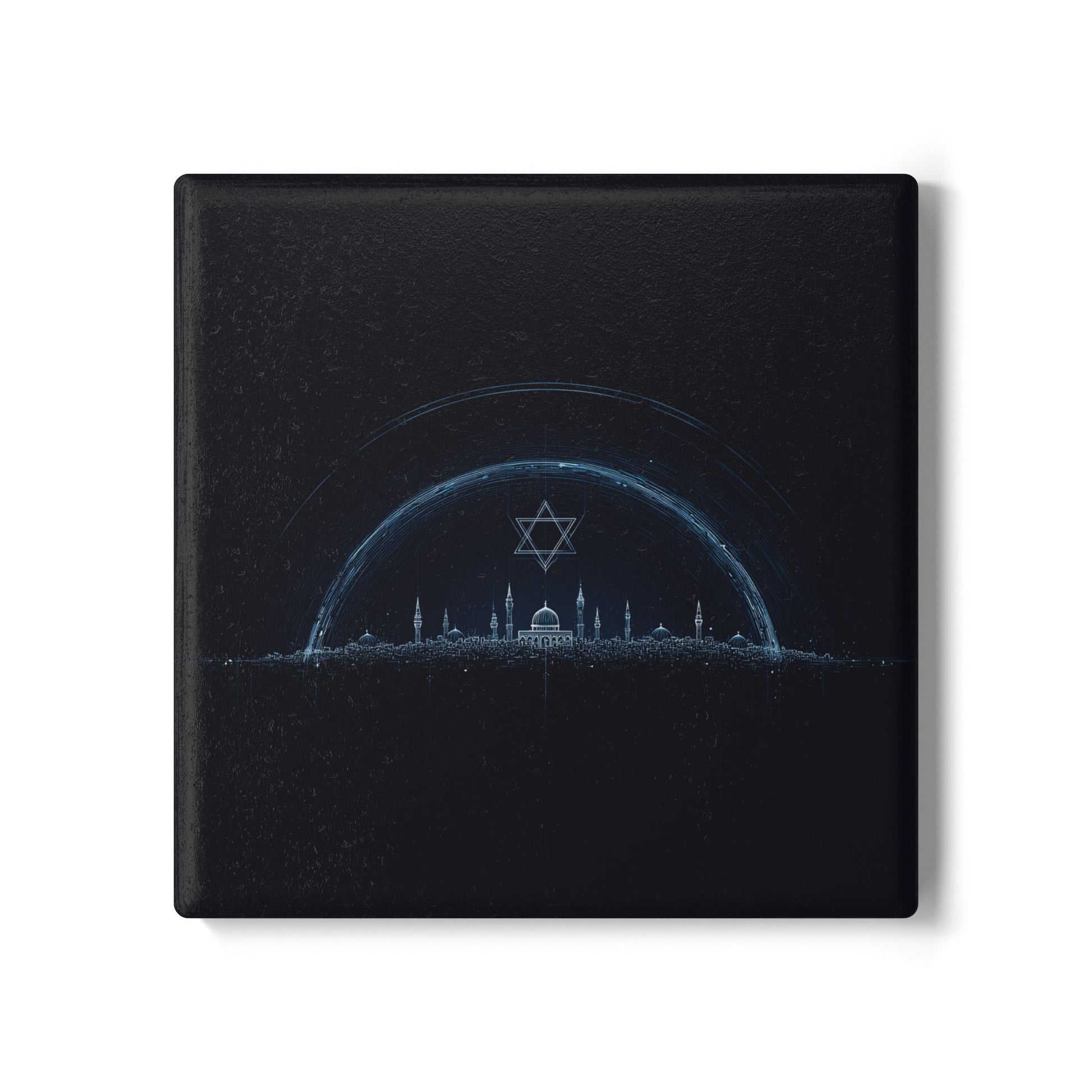 Futuristic City of Israel Ceramic Coaster - American Zionist