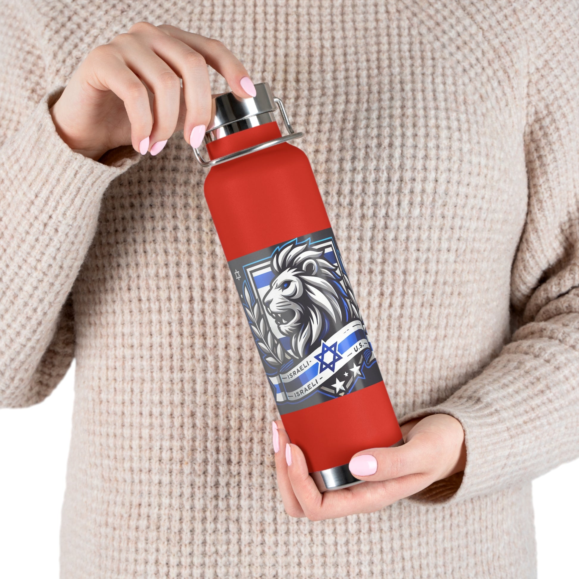 Lion of Judah Crest Copper Vacuum Insulated Bottle, 22oz - American Zionist