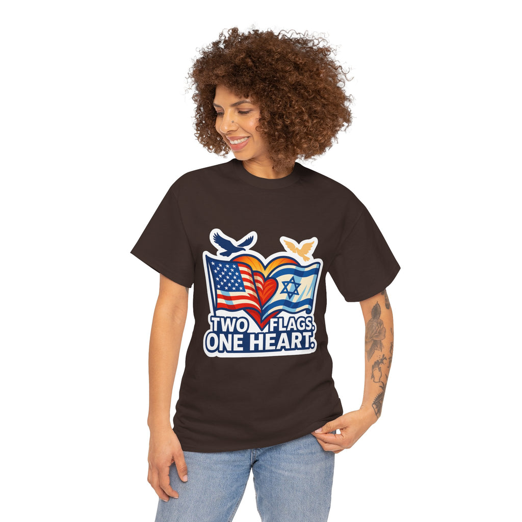 Two Flags One Heart Unisex Heavy Cotton Tee - American Zionist