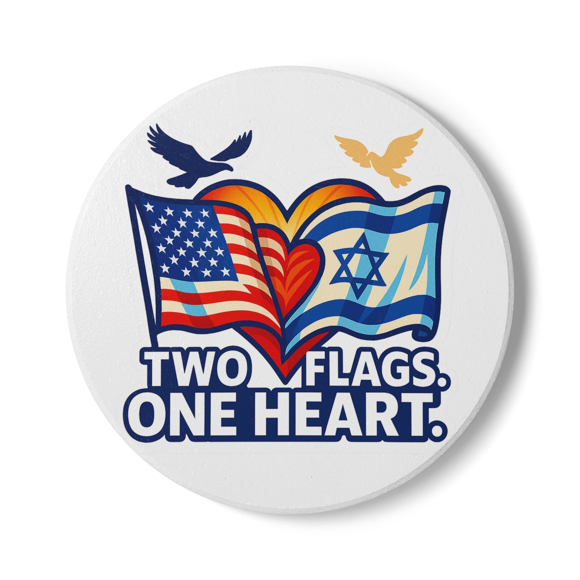 Two Flags. One Heart Ceramic Coaster