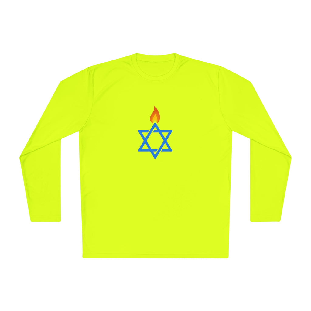 Fire Stars Of David Unisex Lightweight Long Sleeve Tee - American Zionist