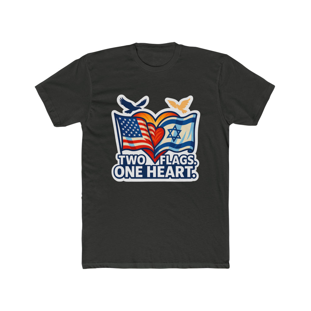 Two Flags. One Heart Unisex Cotton Crew Tee - American Zionist