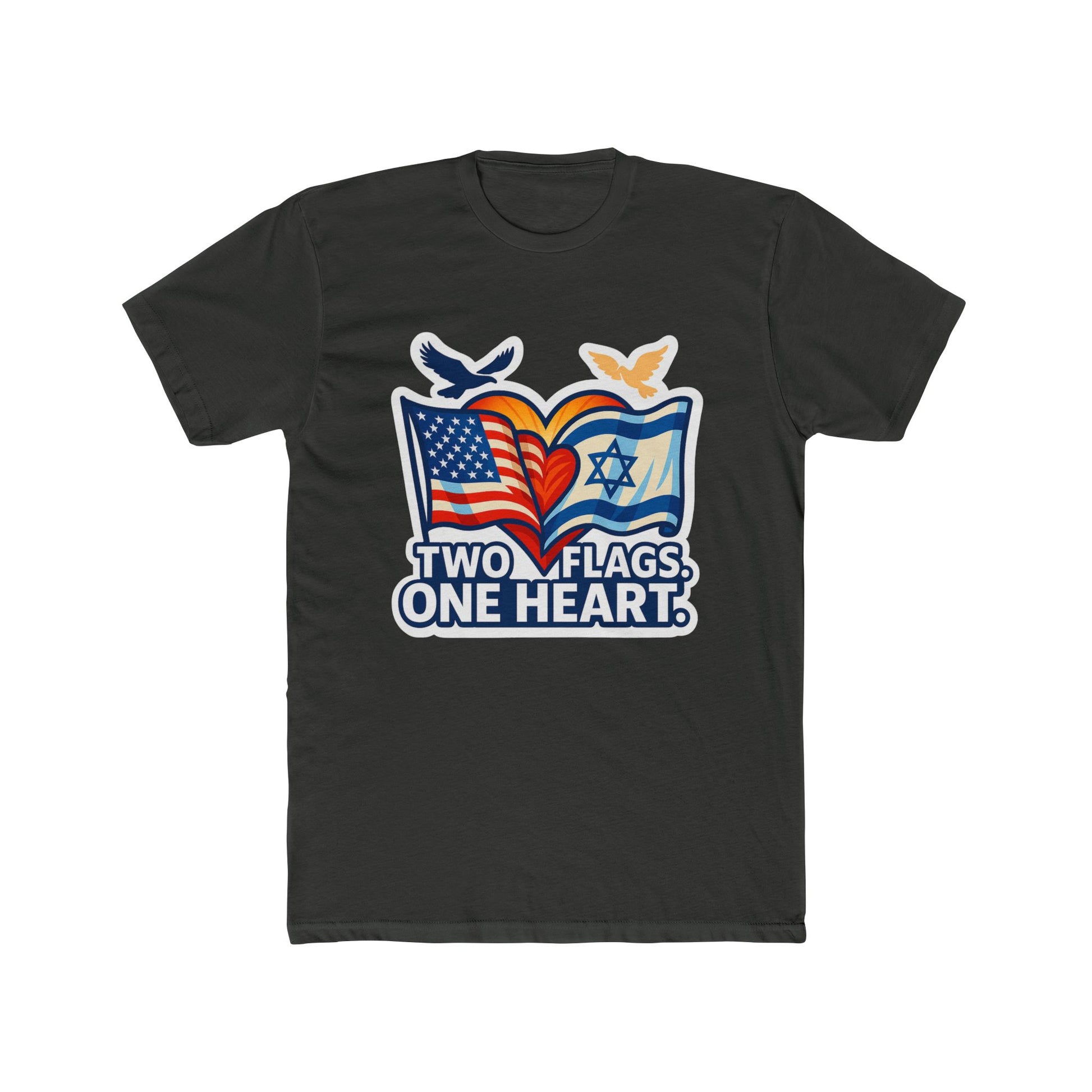 Two Flags. One Heart Unisex Cotton Crew Tee - American Zionist