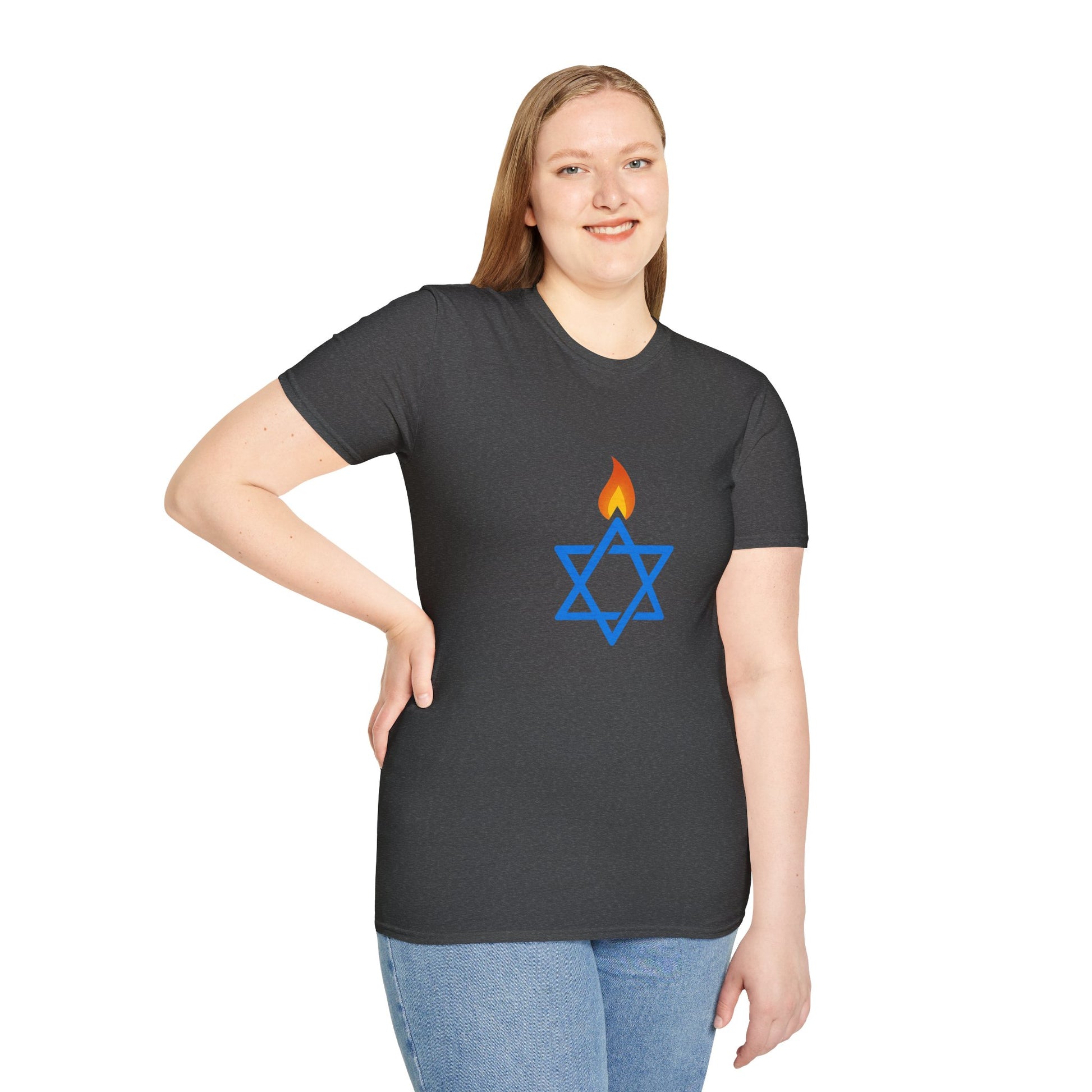 Fire Stars Of David Unisex Softstyle T-Shirt - American Zionist