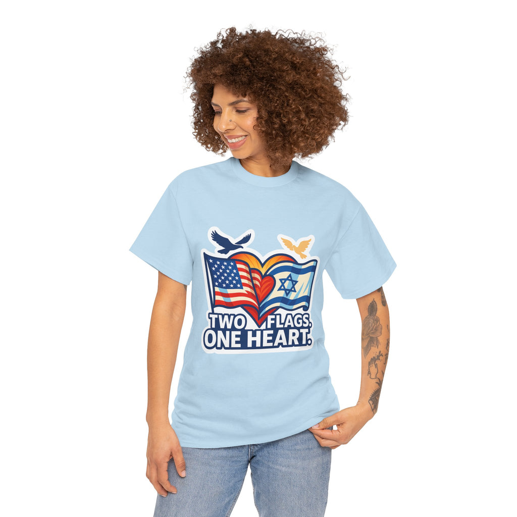 Two Flags One Heart Unisex Heavy Cotton Tee - American Zionist