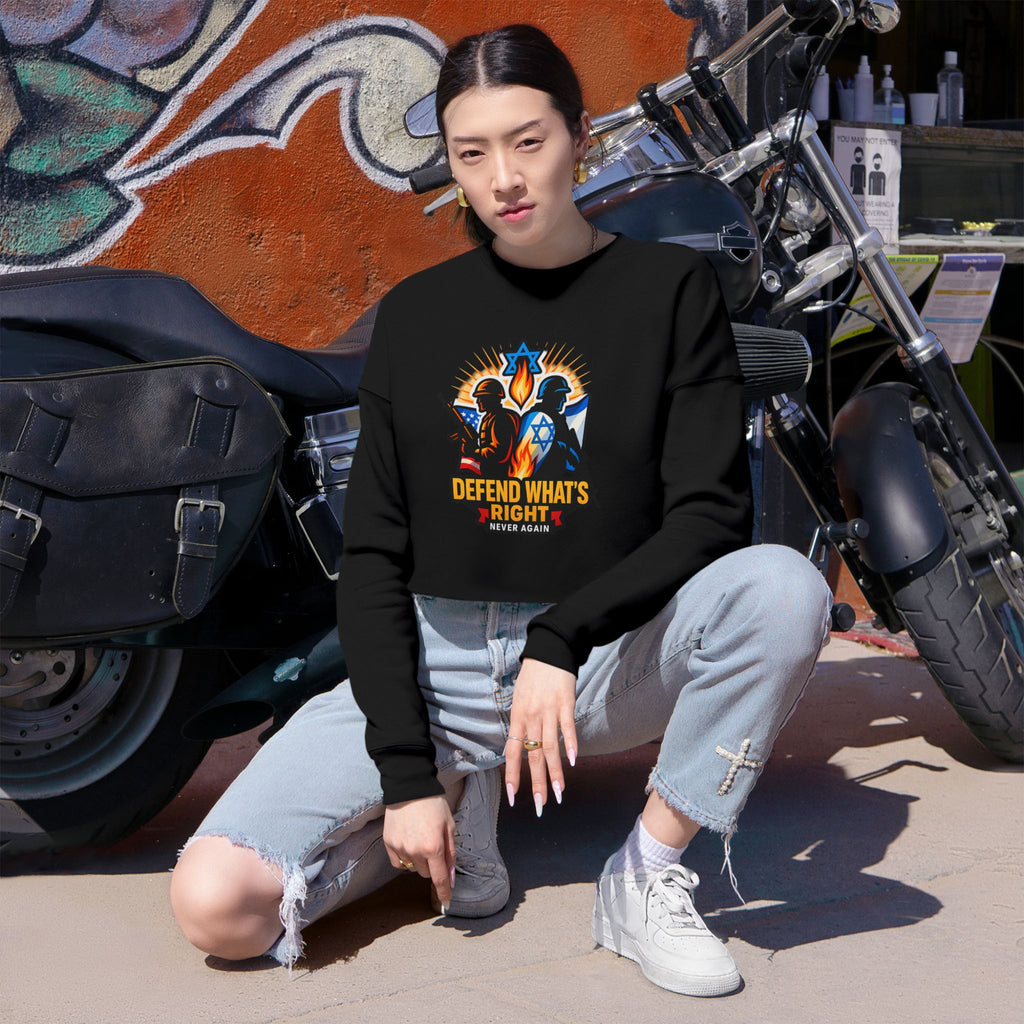 Defend Whats Right Women's Cropped Sweatshirt - American Zionist