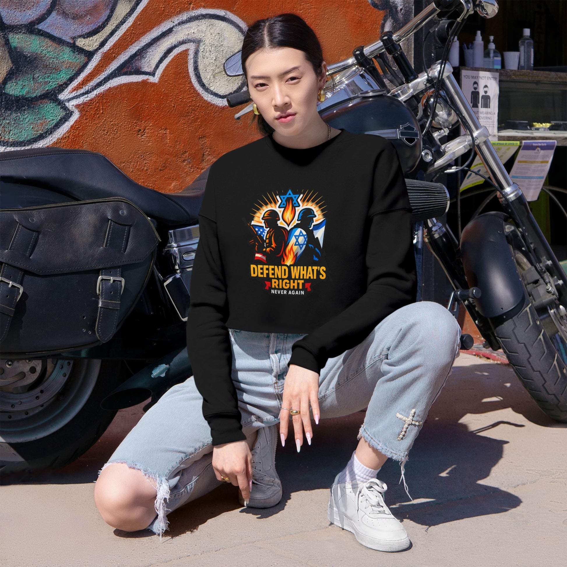 Defend Whats Right Women's Cropped Sweatshirt - American Zionist