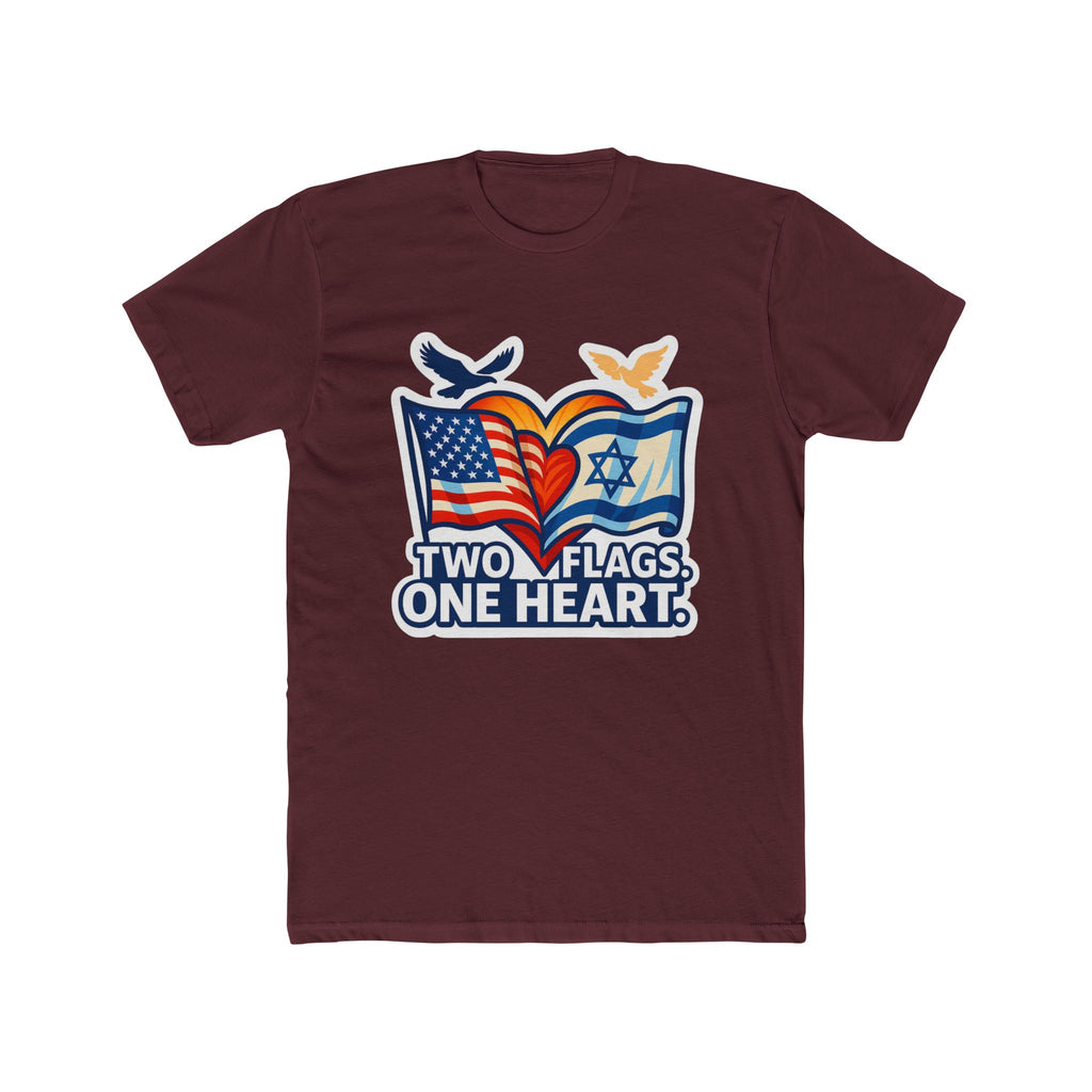 Two Flags. One Heart Unisex Cotton Crew Tee - American Zionist