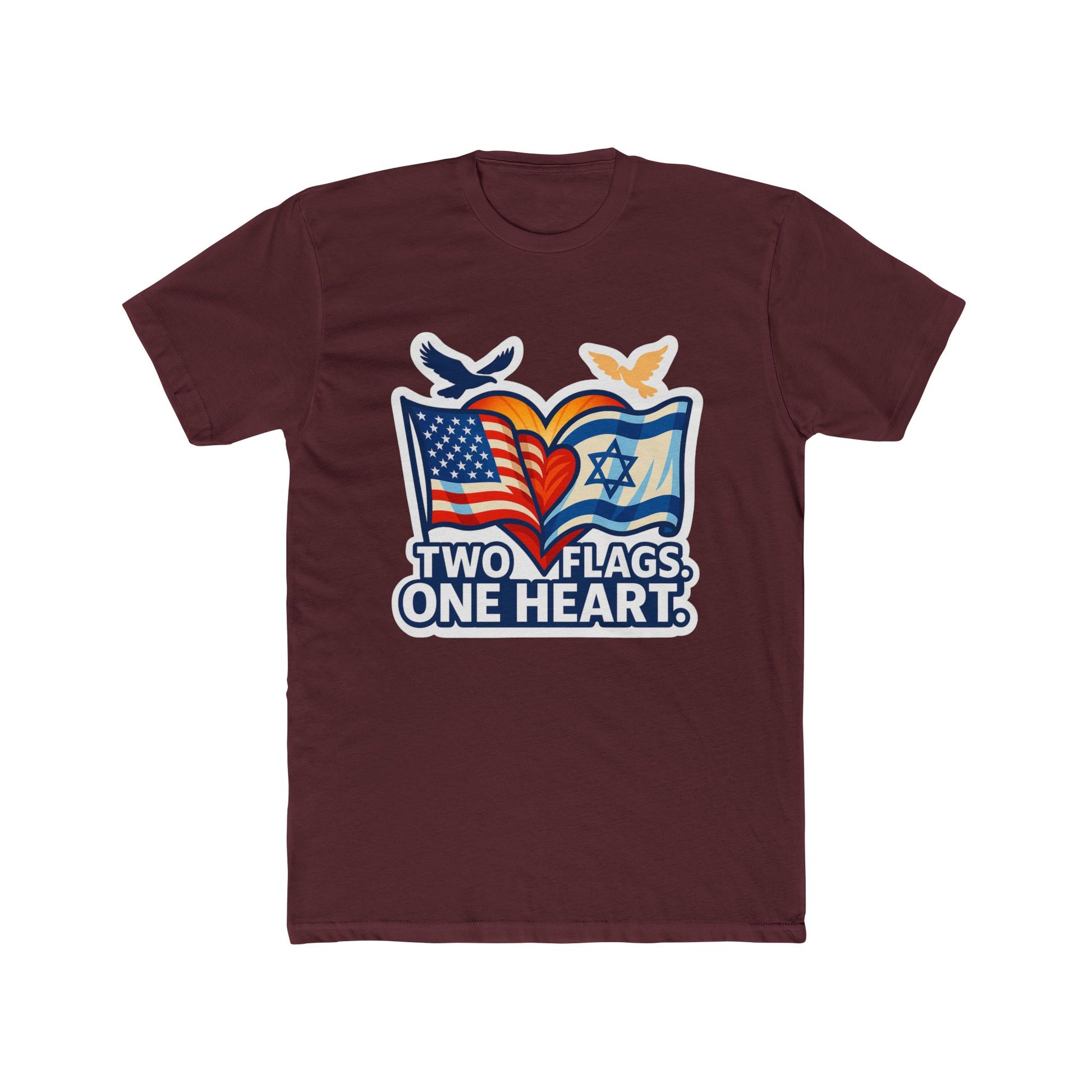 Two Flags. One Heart Unisex Cotton Crew Tee - American Zionist