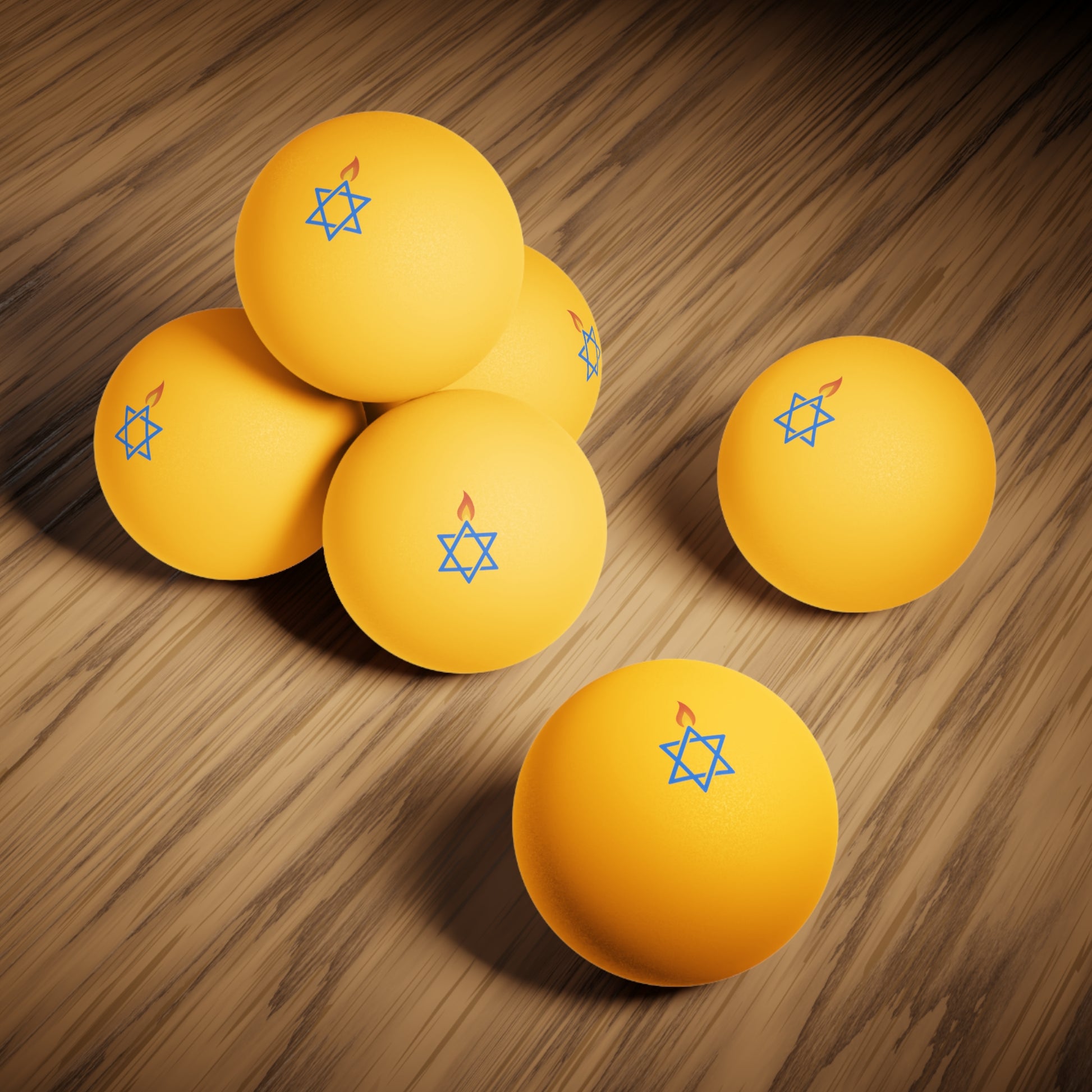 Fire Stars Of David Table Tennis Balls, 6pcs - American Zionist