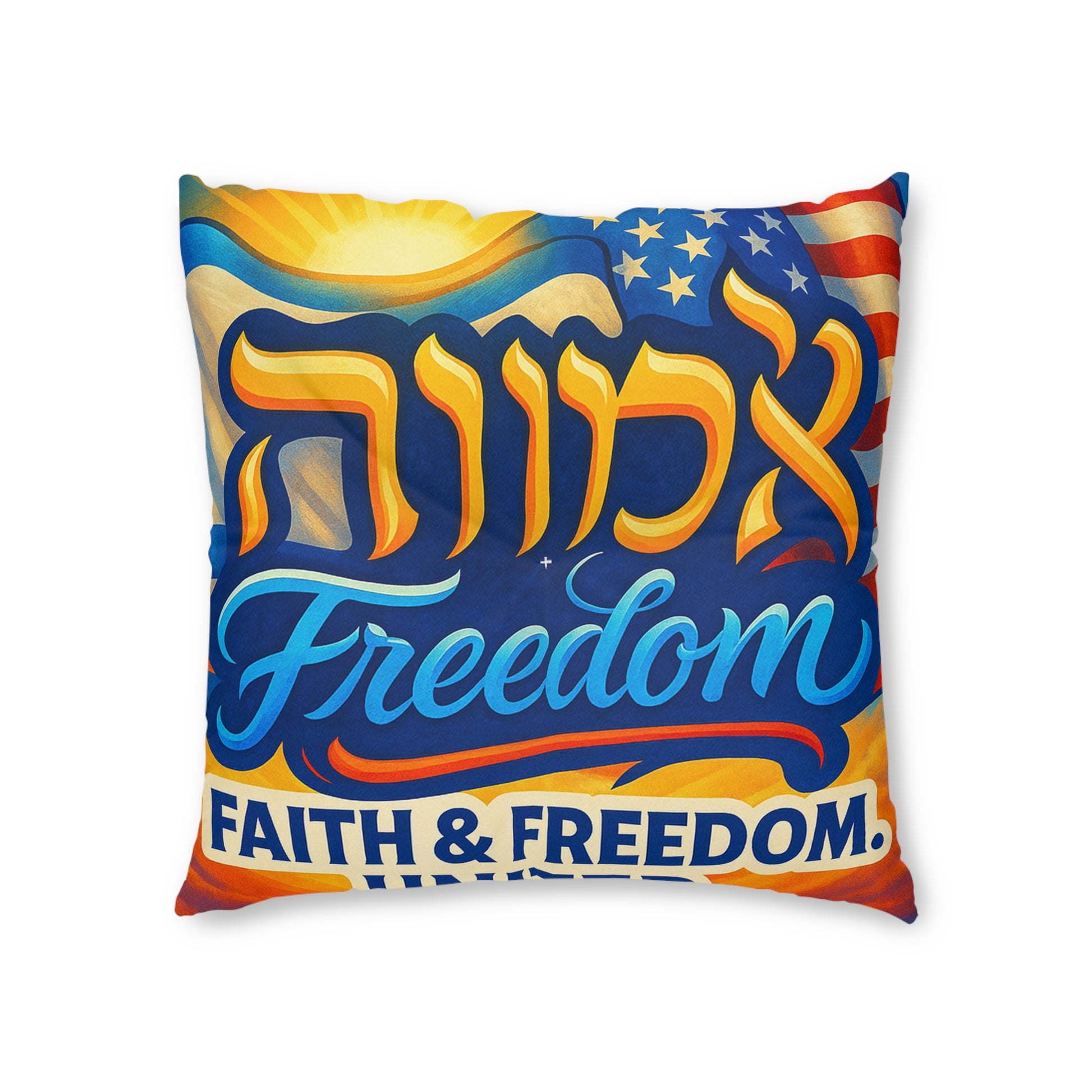Faith Freedom United Tufted Floor Pillow, Square - American Zionist