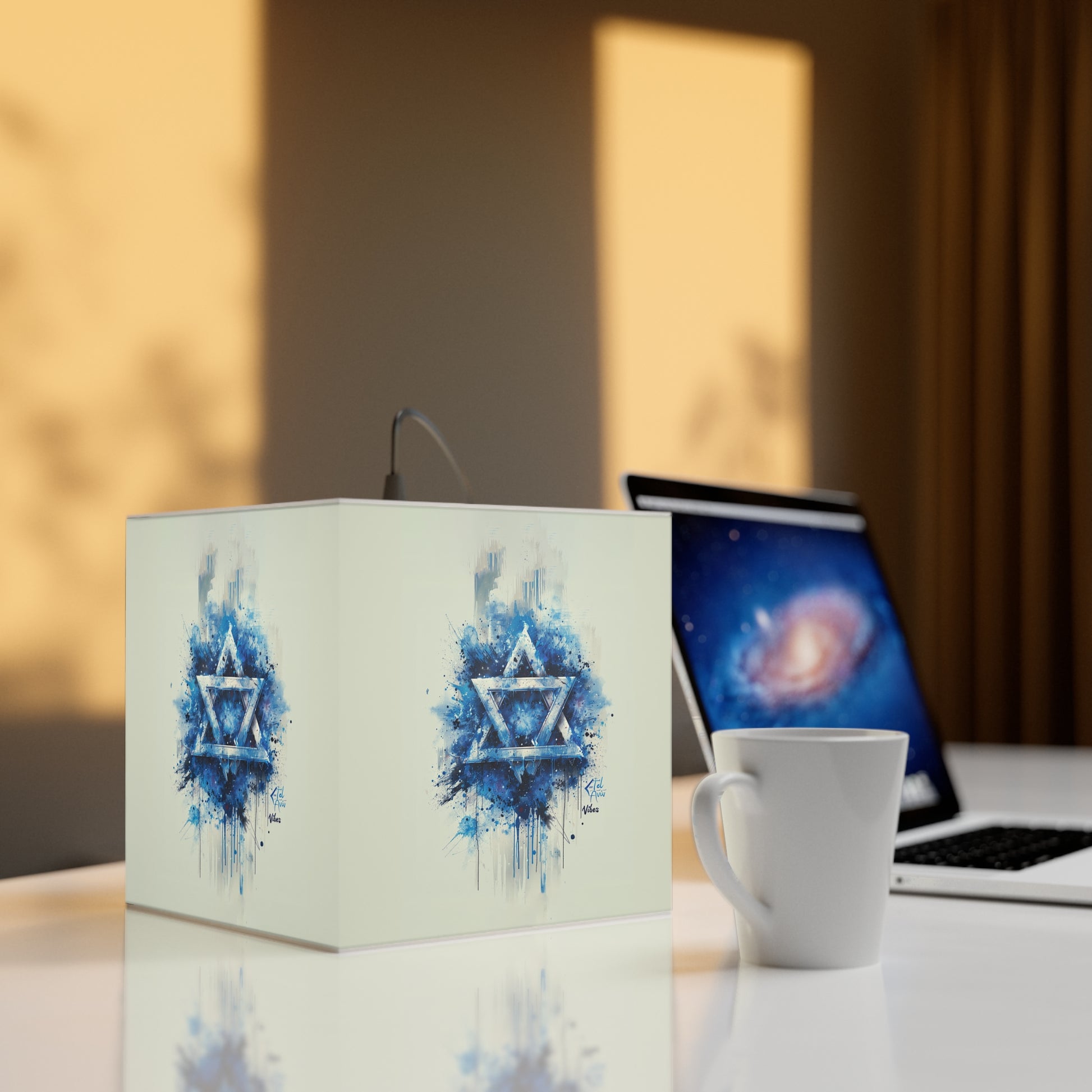 Graffiti Star Of David Vertical Light Cube Lamp - American Zionist
