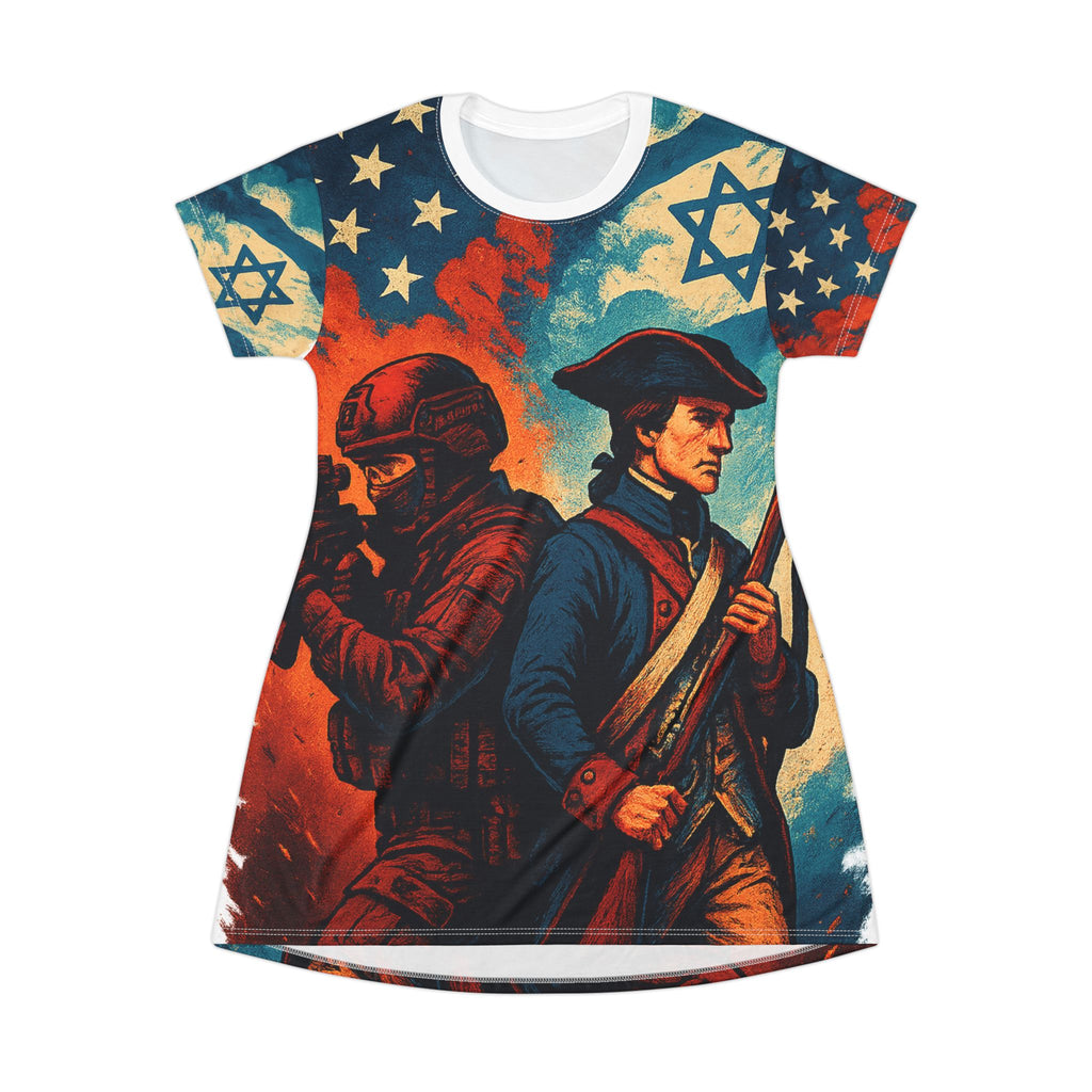 Defenders Across Generations T-Shirt Dress (AOP) - American Zionist