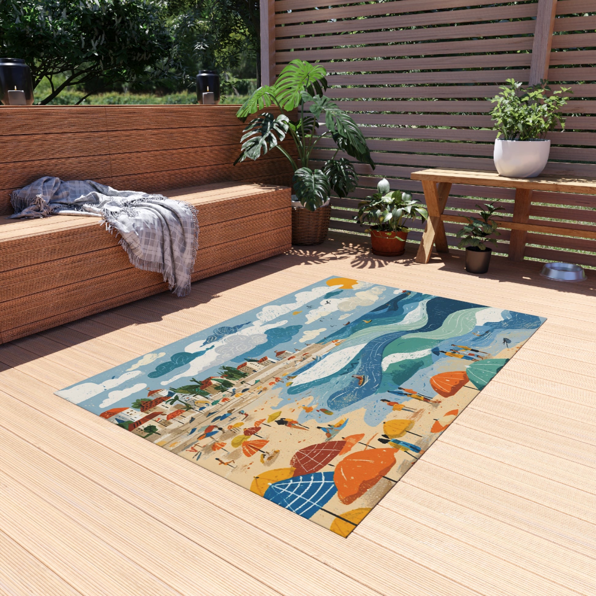 Tel Aviv Beach Outdoor Rug - American Zionist