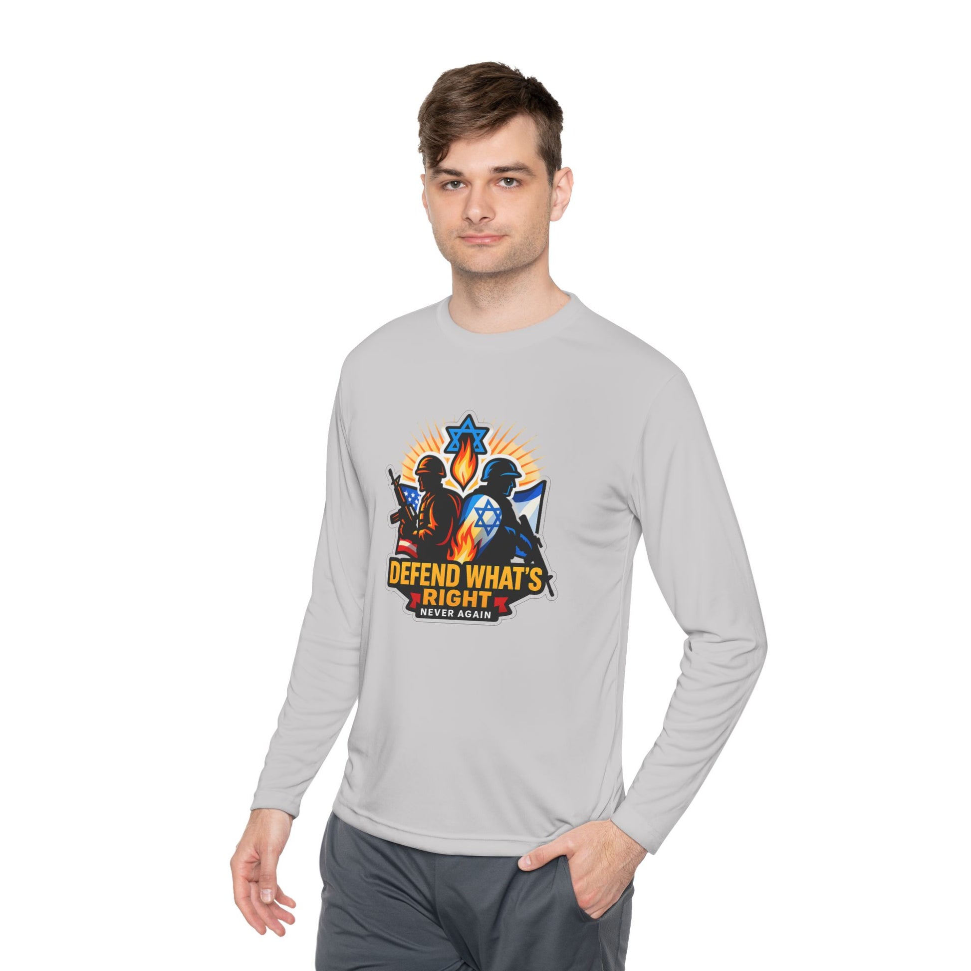 Defend What's Right Unisex Lightweight Long Sleeve Tee - American Zionist