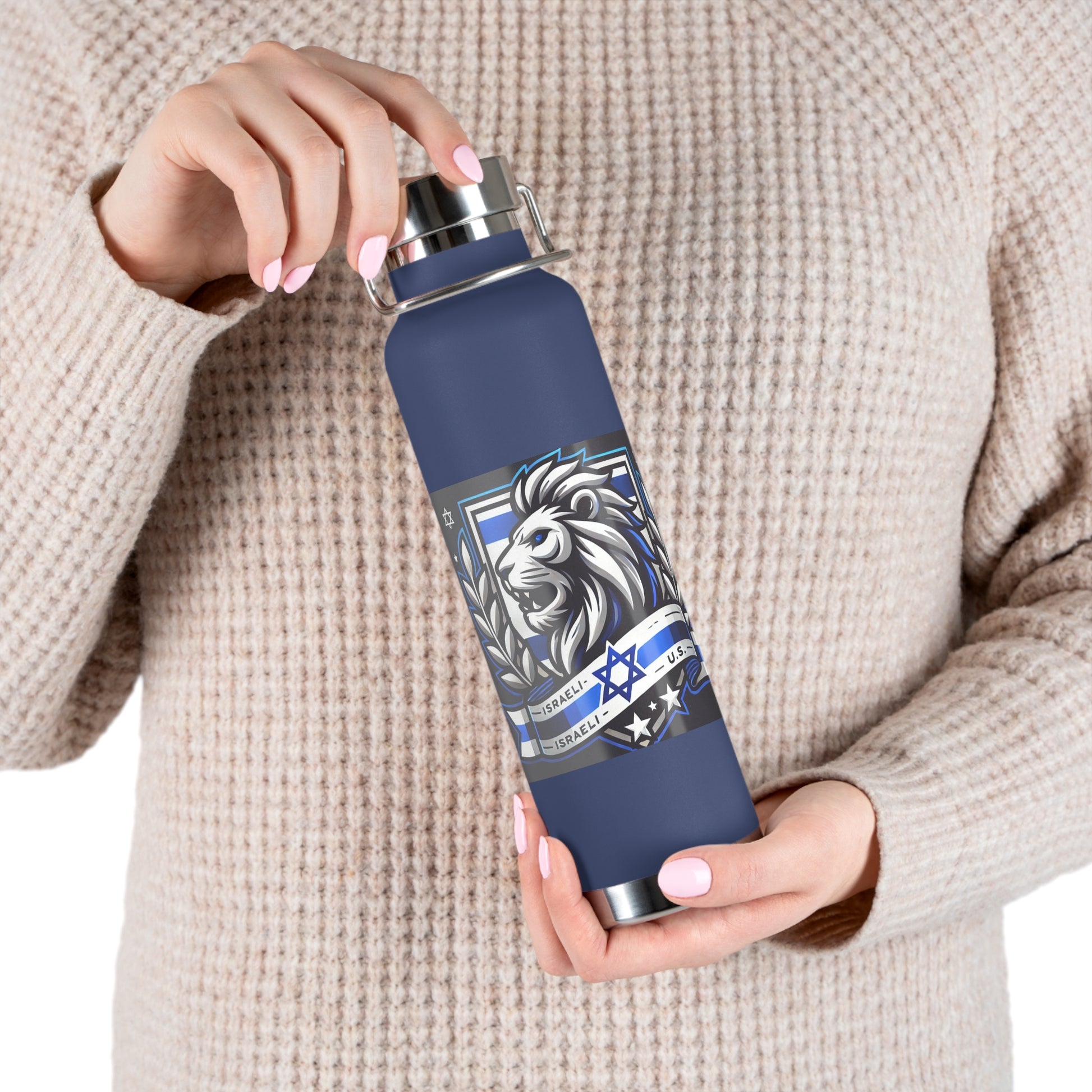 Lion of Judah Crest Copper Vacuum Insulated Bottle, 22oz - American Zionist
