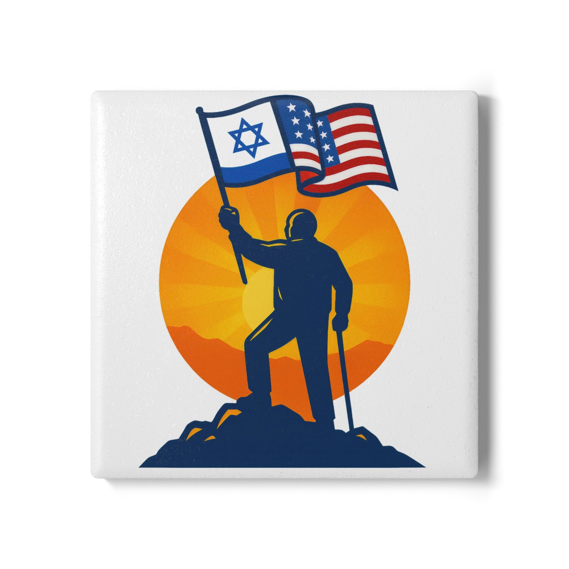 Grandpa Stands for Freedom Ceramic Coaster - American Zionist