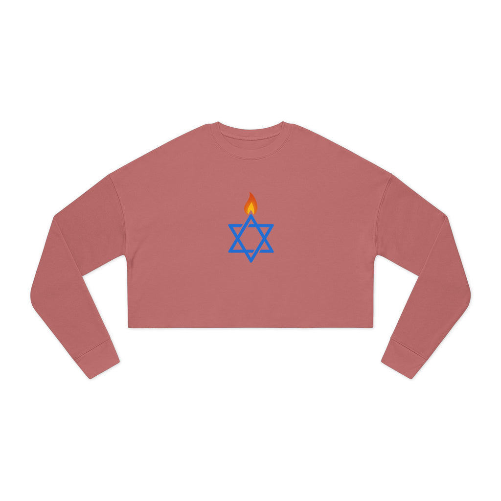 Fire Stars Of David Women's Cropped Sweatshirt - American Zionist