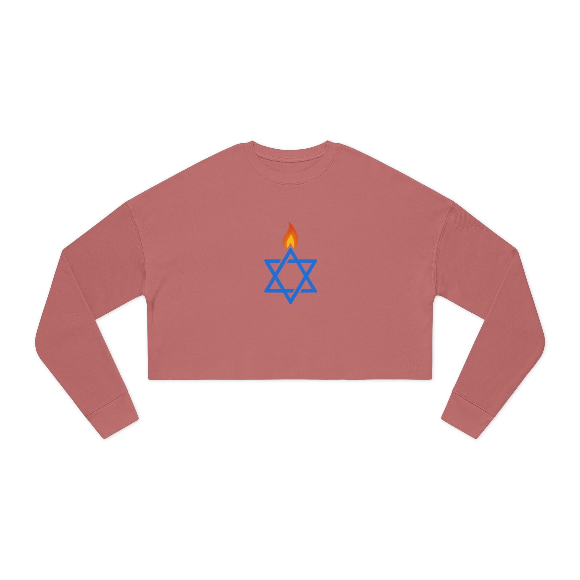 Fire Stars Of David Women's Cropped Sweatshirt - American Zionist