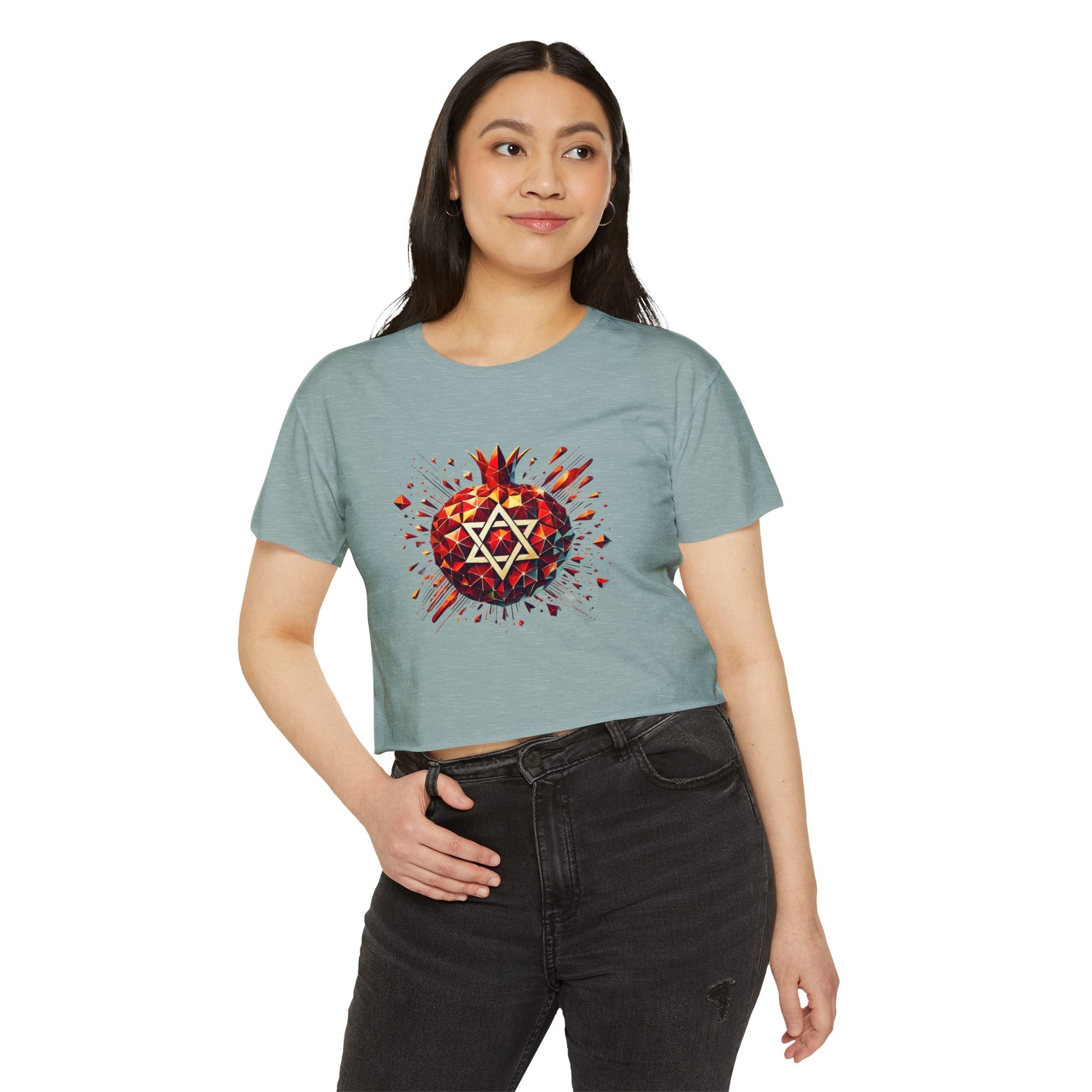 Pomegranate Star of David Women's Festival Crop Top - American Zionist
