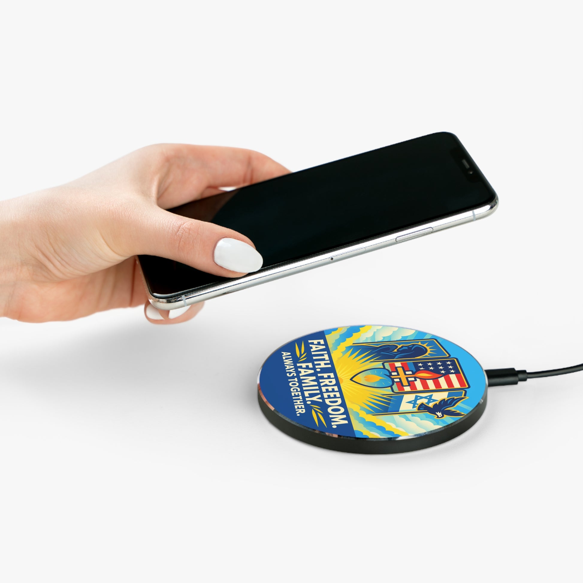Guided By Faith's Flame Wireless Charger - American Zionist