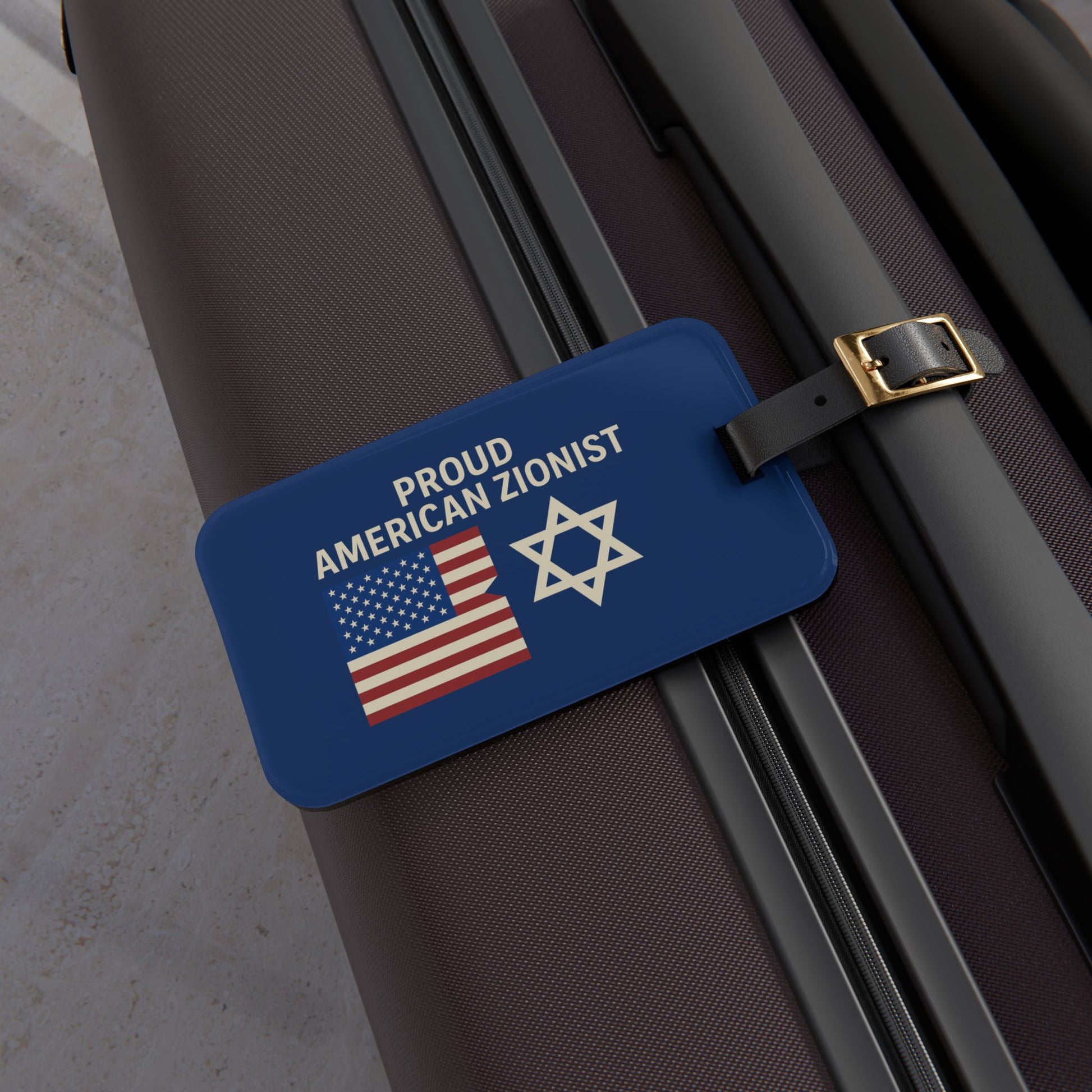 Blue Proud American Zionist Luggage Tag - American Zionist